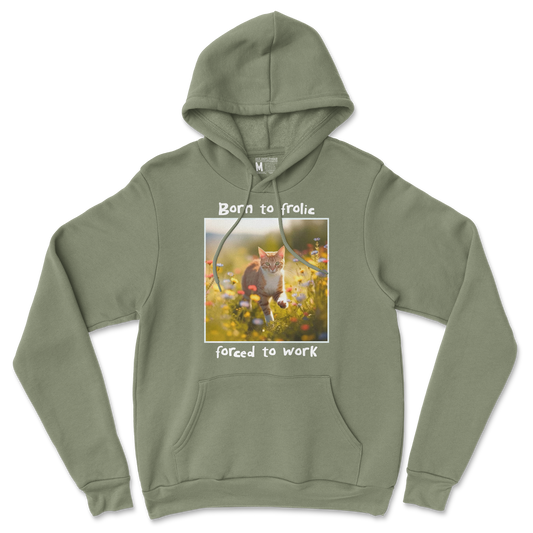 Gildan SoftStyle Hoodie Born to Frolic  in Military-Green