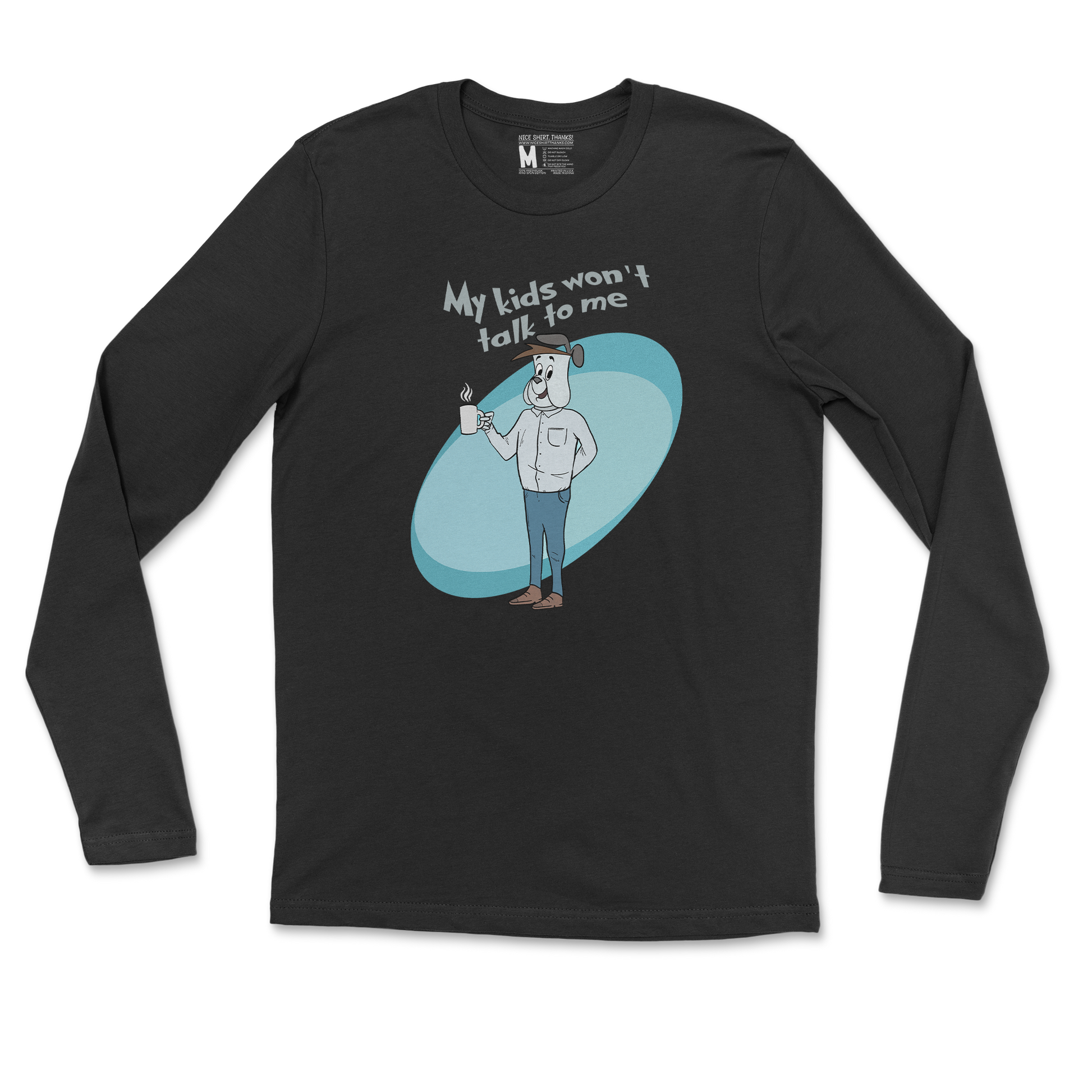 Gildan SoftStyle Long Sleeve My Kids Wont Talk To Me in Black