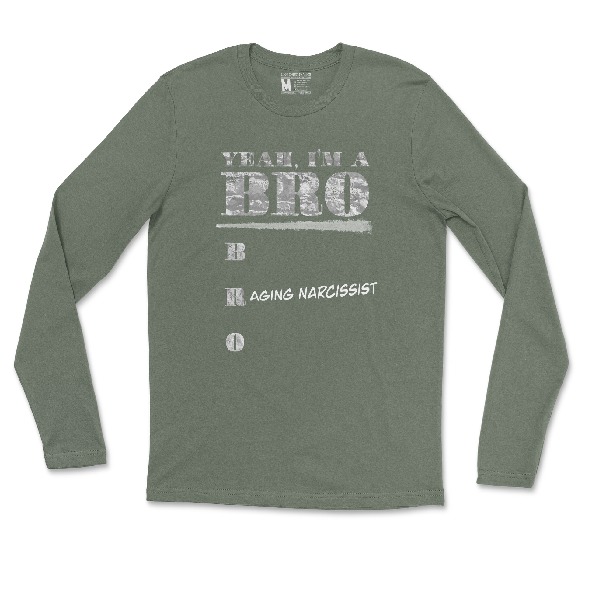 Gildan SoftStyle Long Sleeve Im Your Bro in Military Green