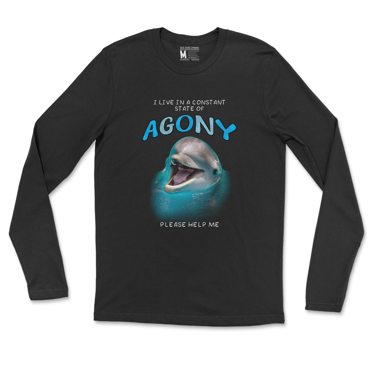 Gildan SoftStyle Long Sleeve Agony Dolphin in Black