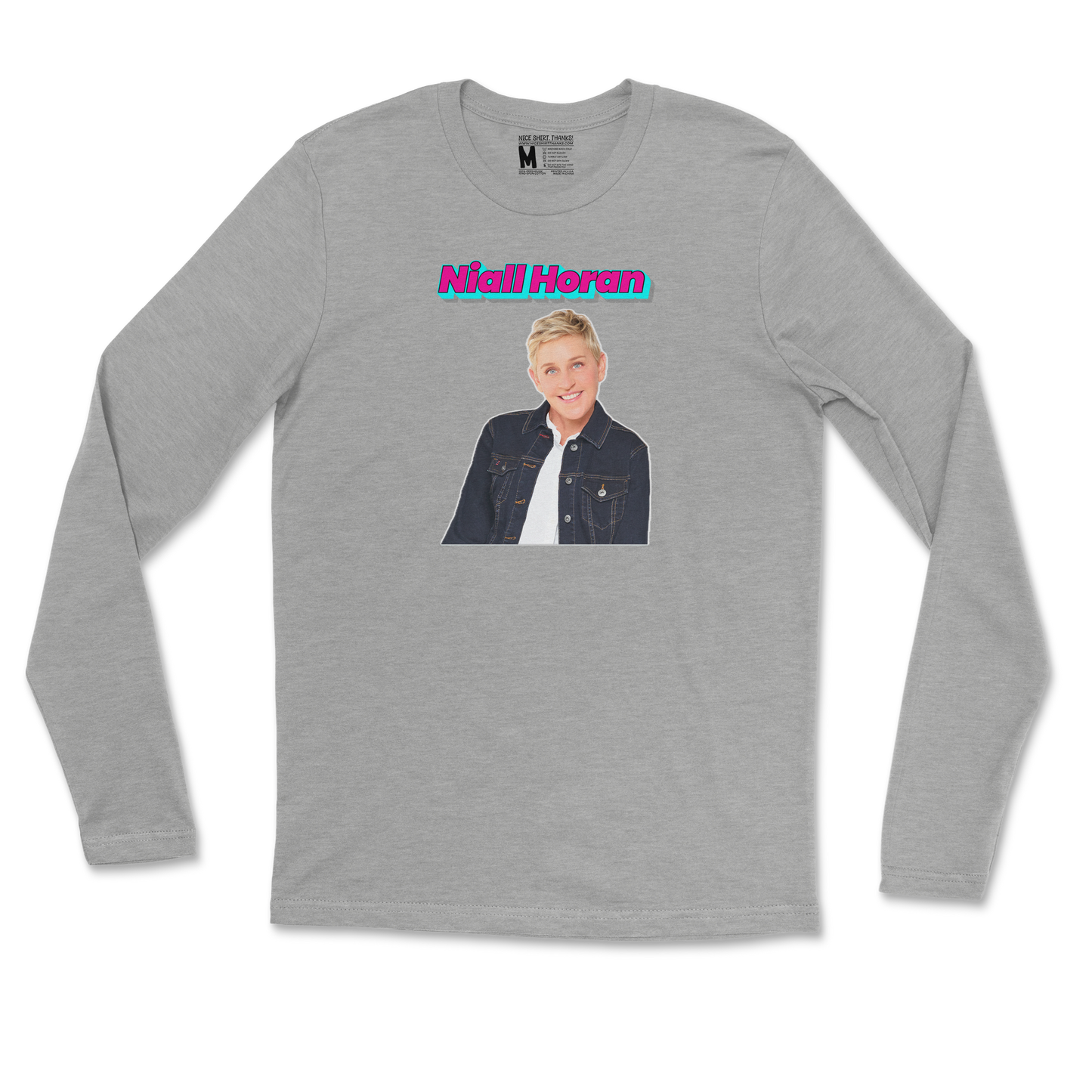 Gildan SoftStyle Long Sleeve Niall Horan in Heather-Gray