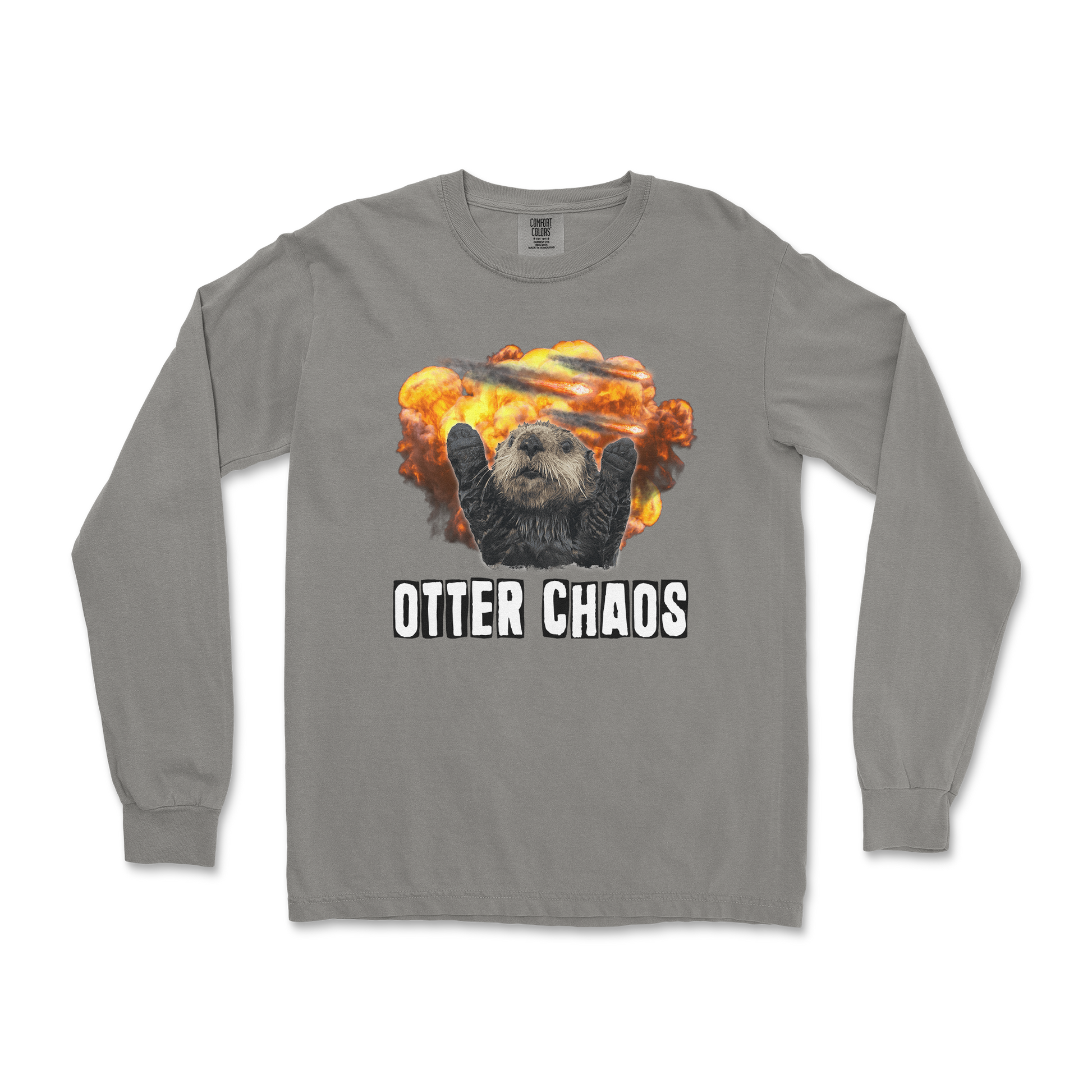 Comfort Colors Long Sleeve Otter Chaos in Grey