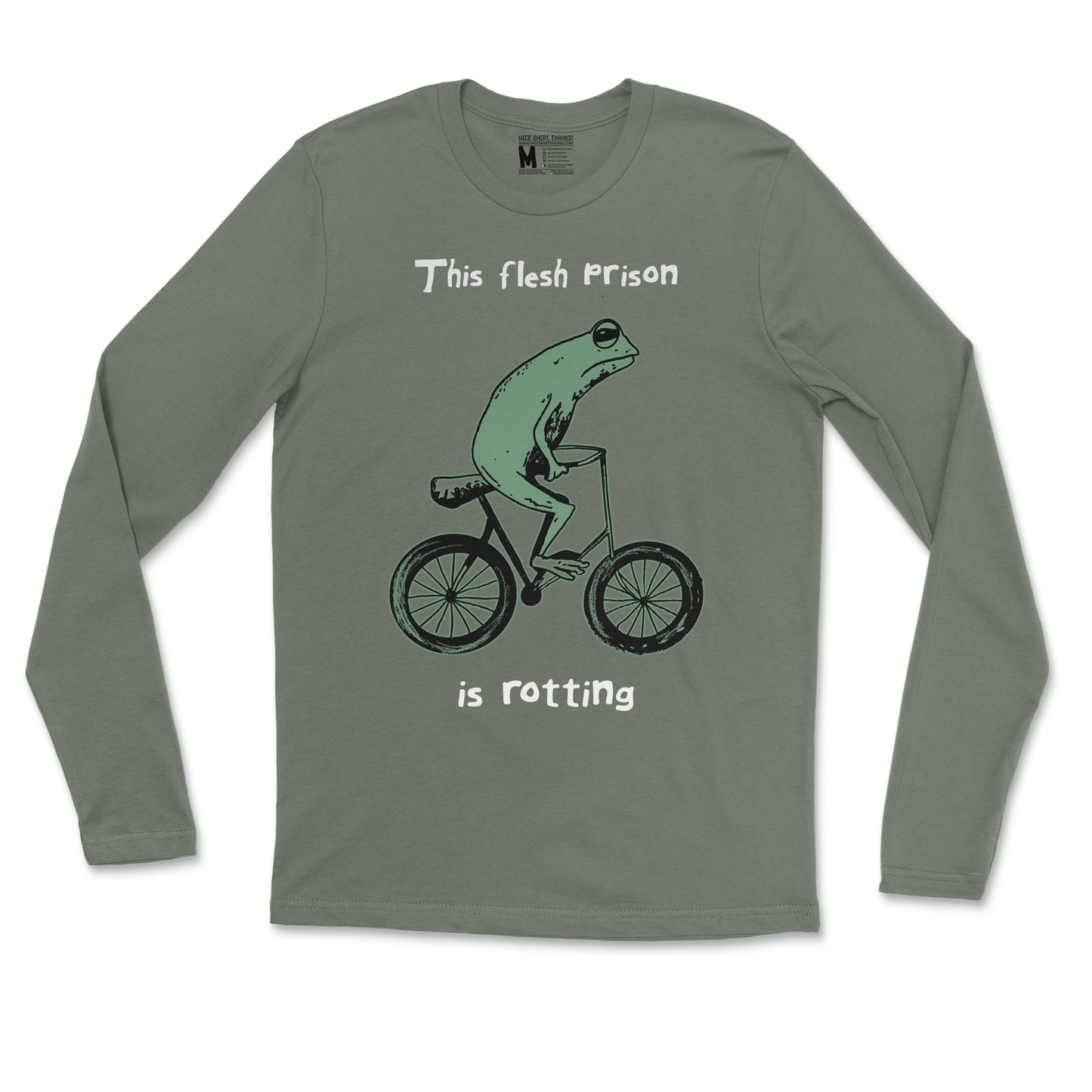 Gildan SoftStyle Long Sleeve Flesh Prison in Military-Green