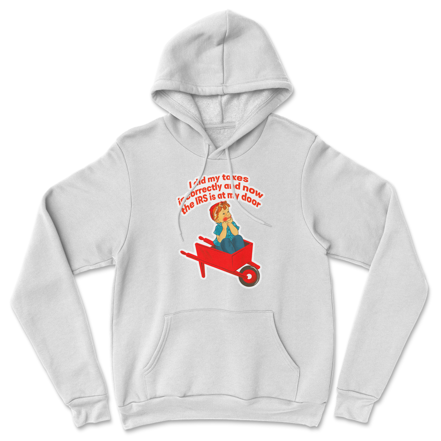 Heavy Blend Hoodie Here Comes the IRS in White
