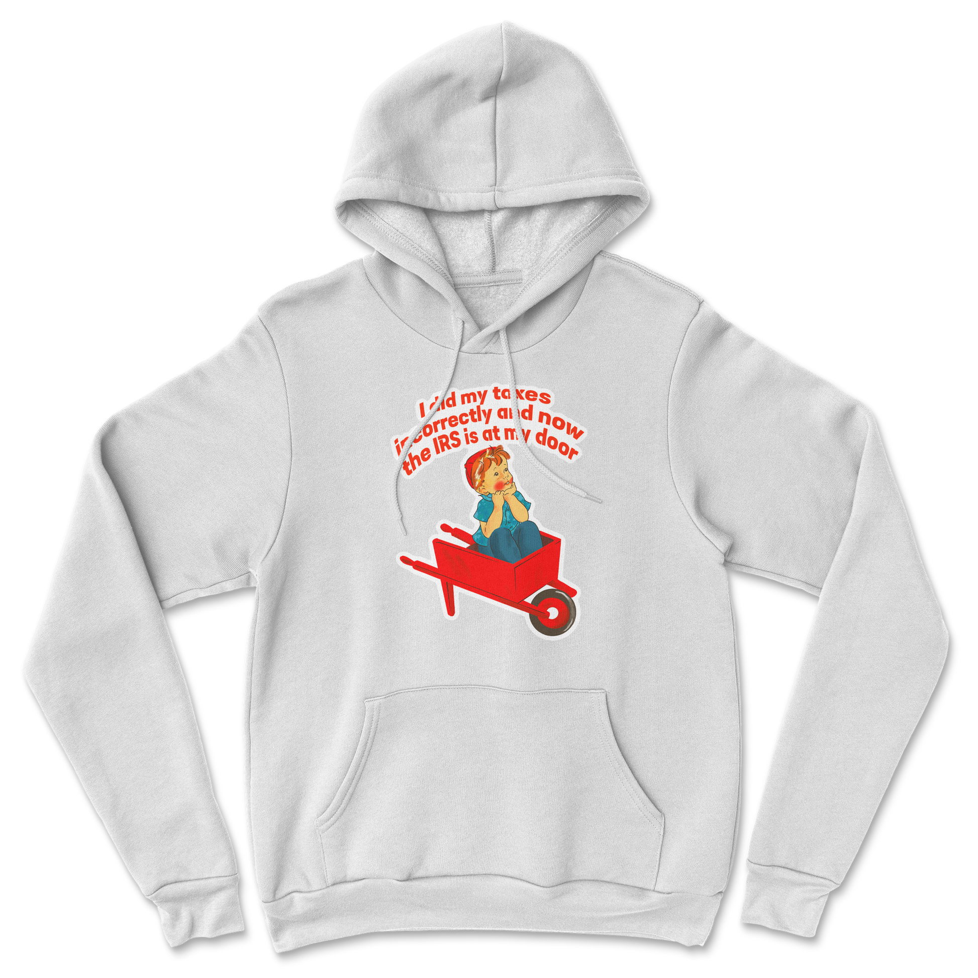 Heavy Blend Hoodie Here Comes the IRS in White