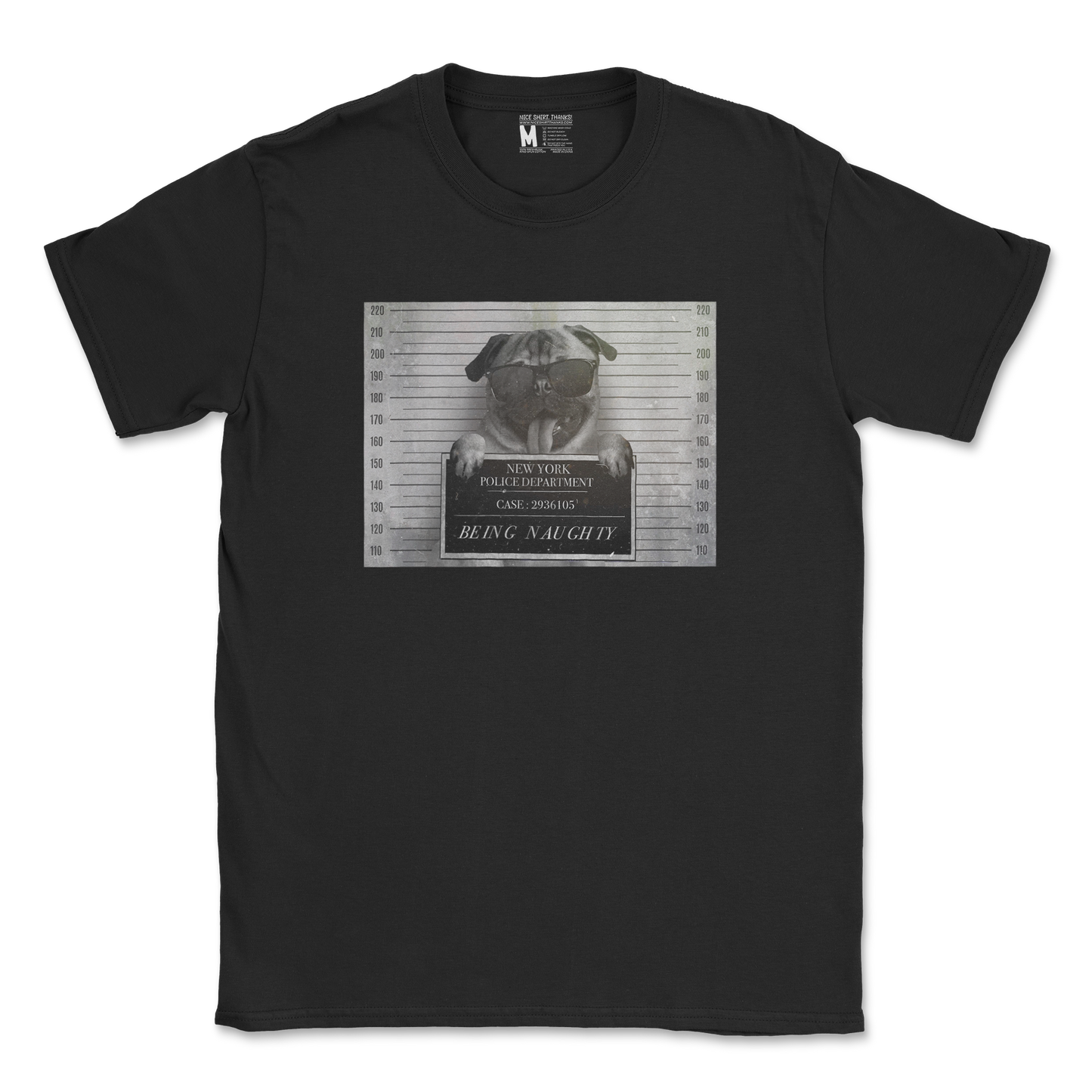 Gildan SoftStyle T-Shirt Naughty Pug in Black