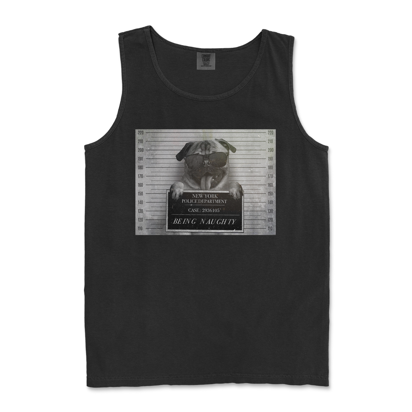 Comfort Colors Tank Top Naughty Pug in Black