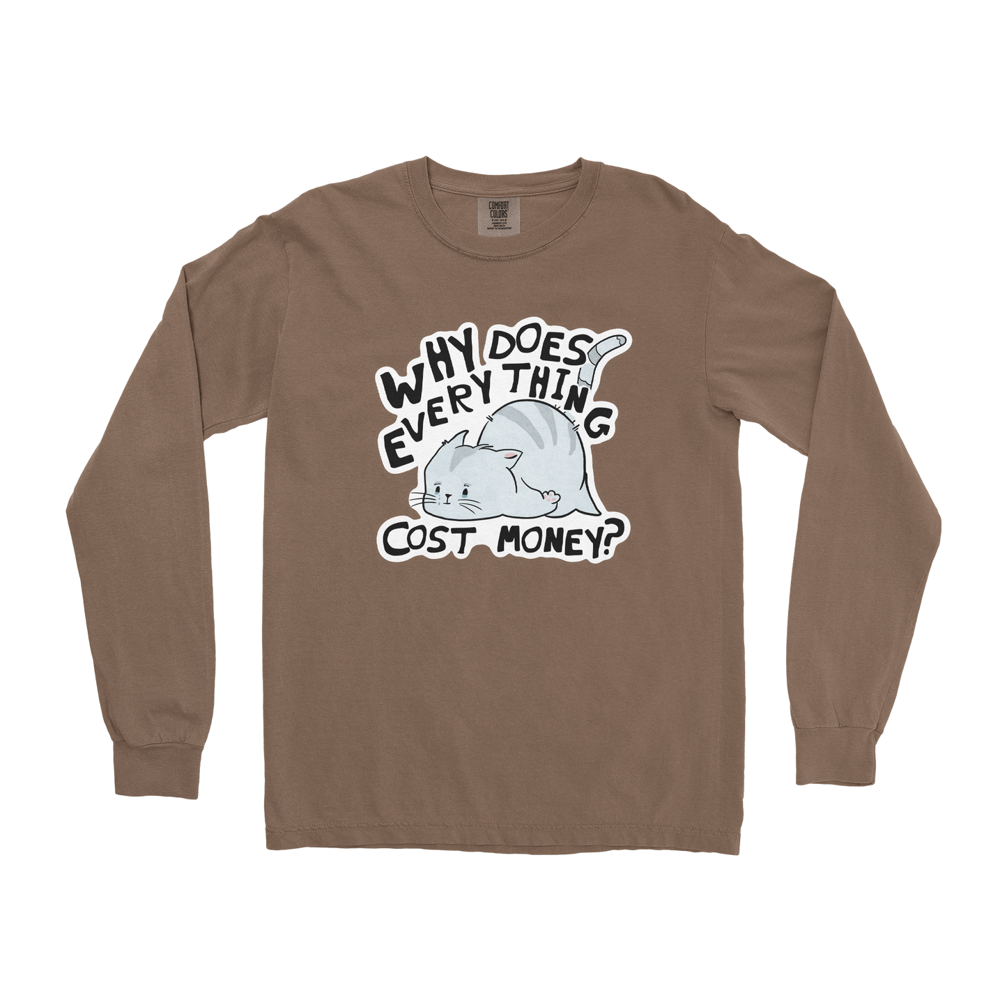 Comfort Colors Long Sleeve Broke Cat in Espresso