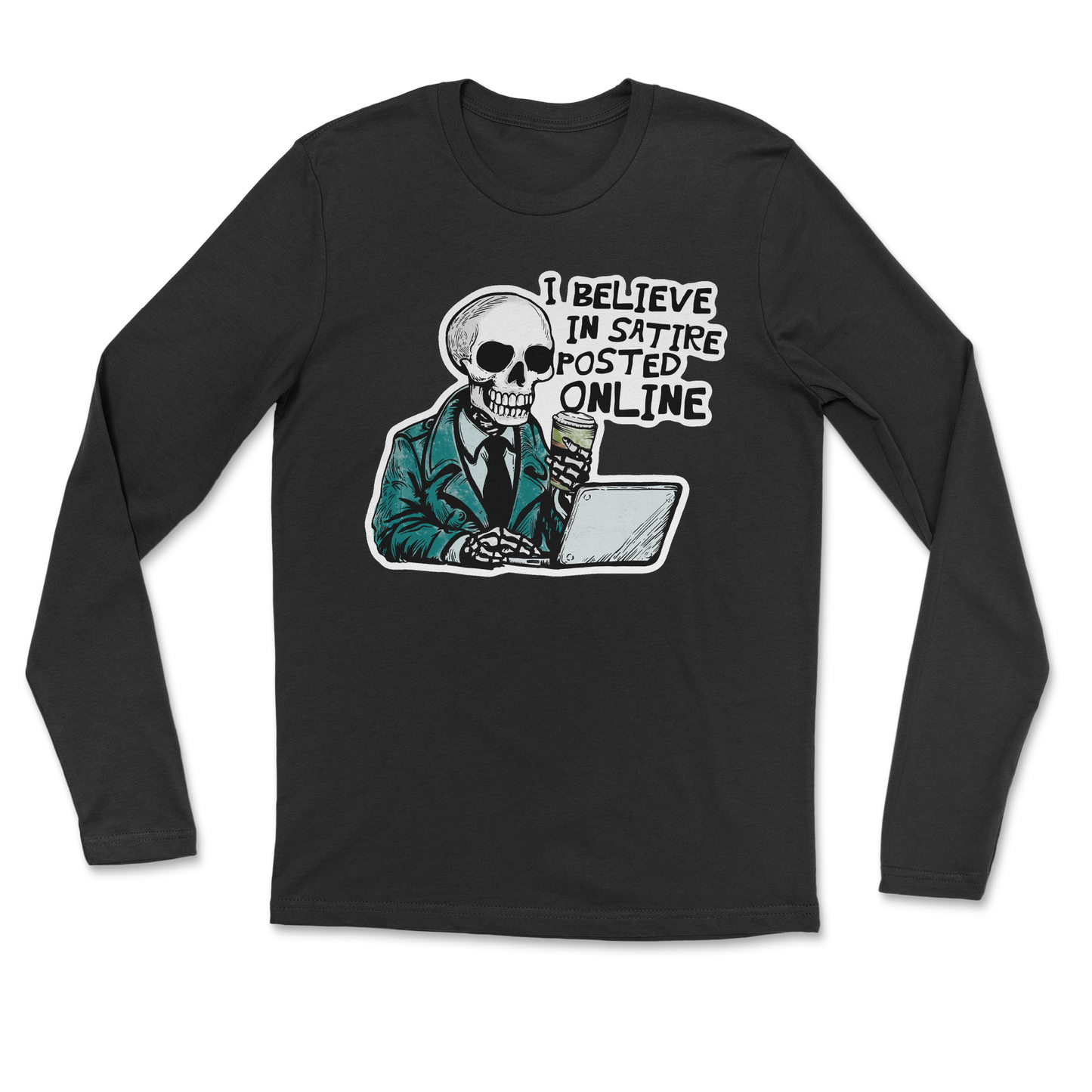 Heavy Blend Long Sleeve Believe in Satire in Black