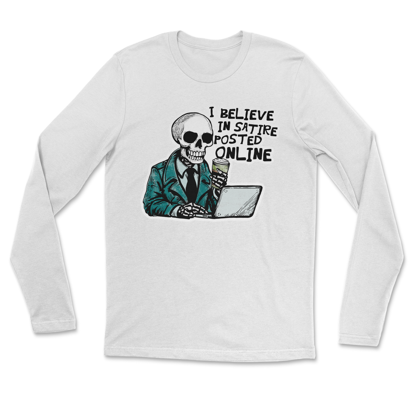 Heavy Blend Long Sleeve Believe in Satire in White