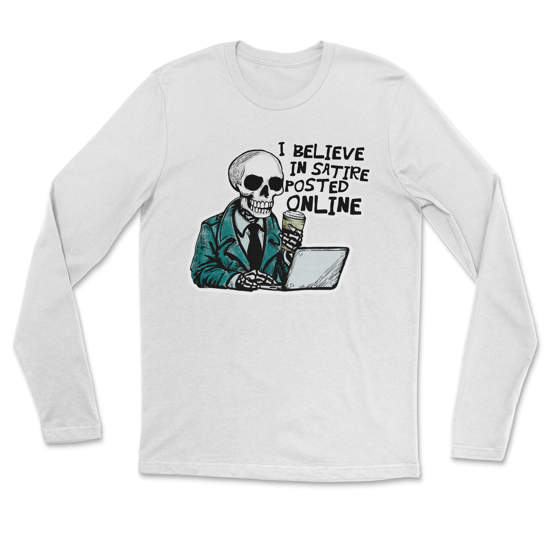 Heavy Blend Long Sleeve Believe in Satire in White