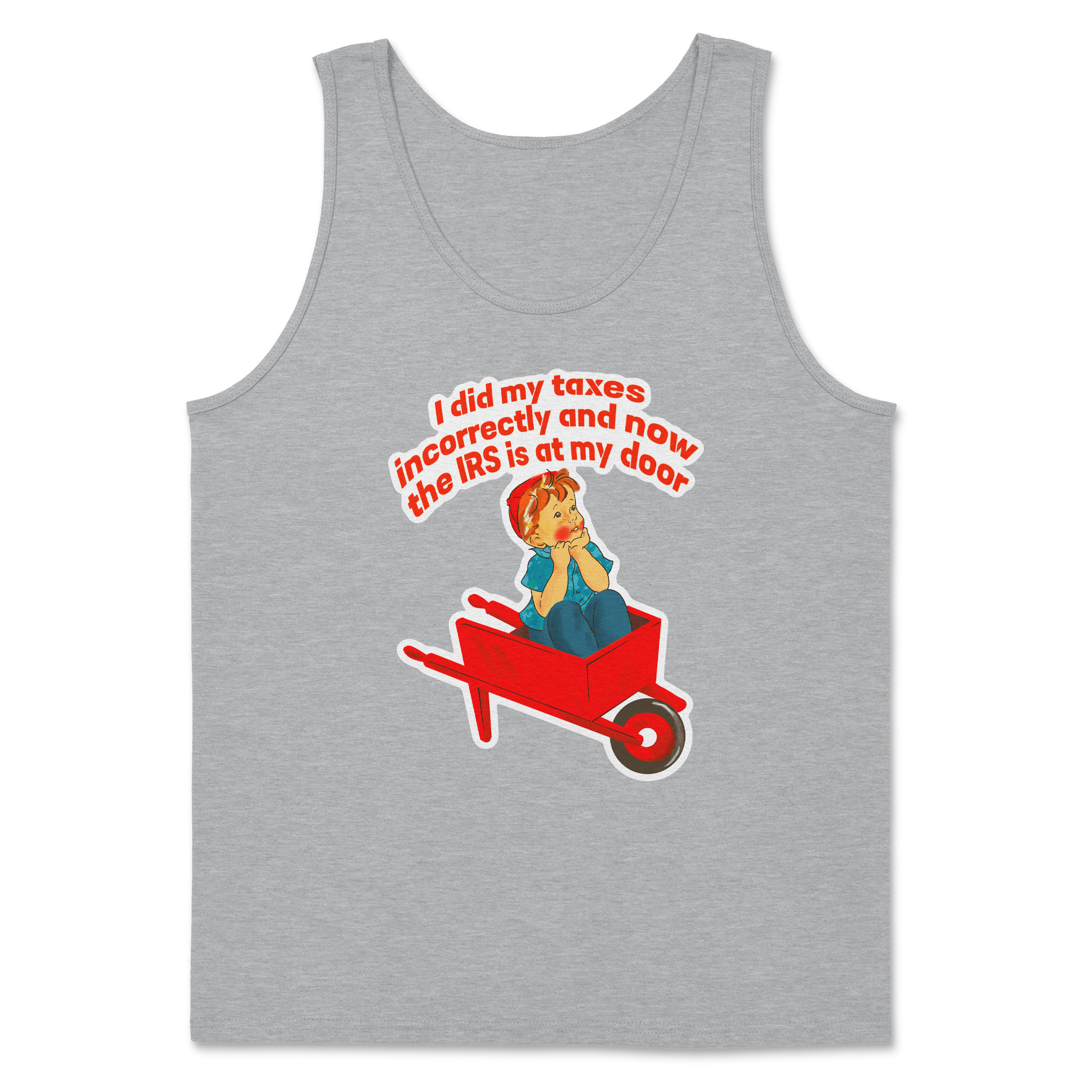 Heavy Blend Tank Top Here Comes the IRS in Sports Grey