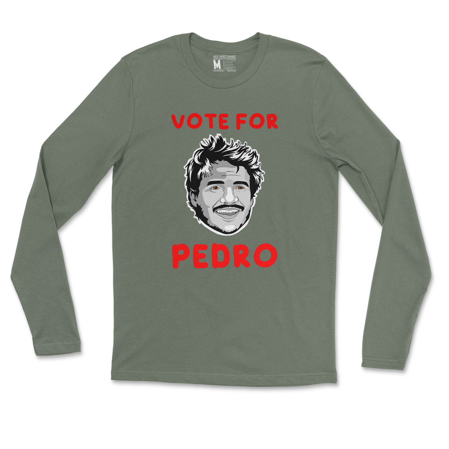 Gildan SoftStyle Long Sleeve Vote For Pedro in Military Green