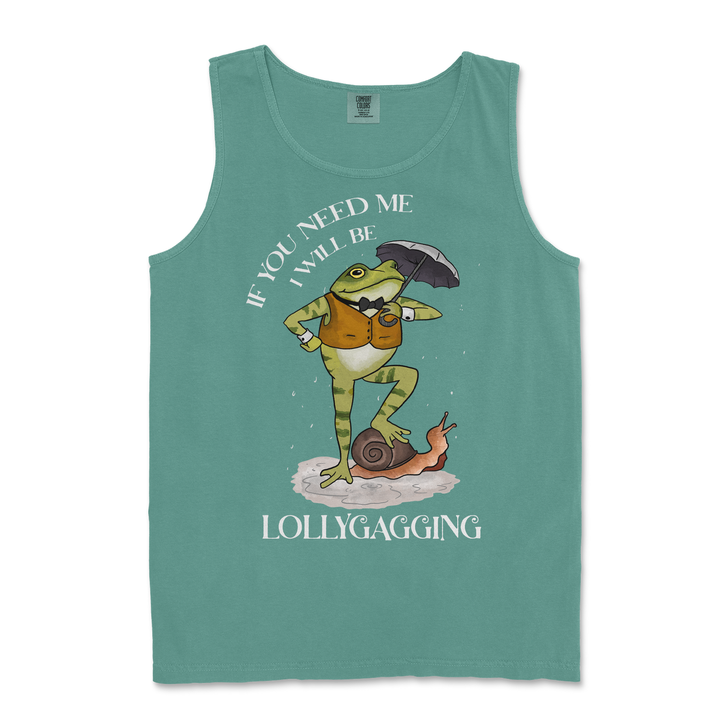 Comfort Colors Tank Top Lollygagging in Light-Green