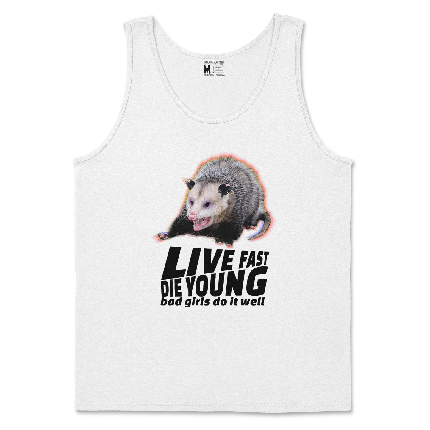 Gildan SoftStyle Tank Top Live Fast Die Young in White
