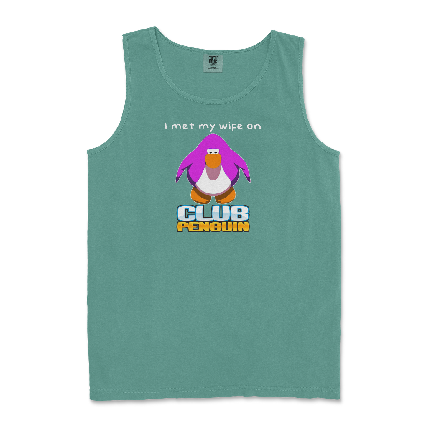 Comfort Colors Tank Top Club Penguin Wife in Light-Green
