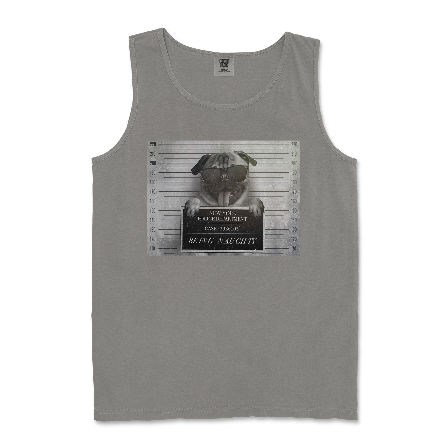 Comfort Colors Tank Top Naughty Pug in Grey