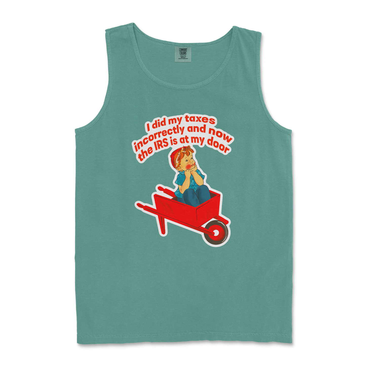 Comfort Colors Tank Top Here Comes the IRS in Light Green