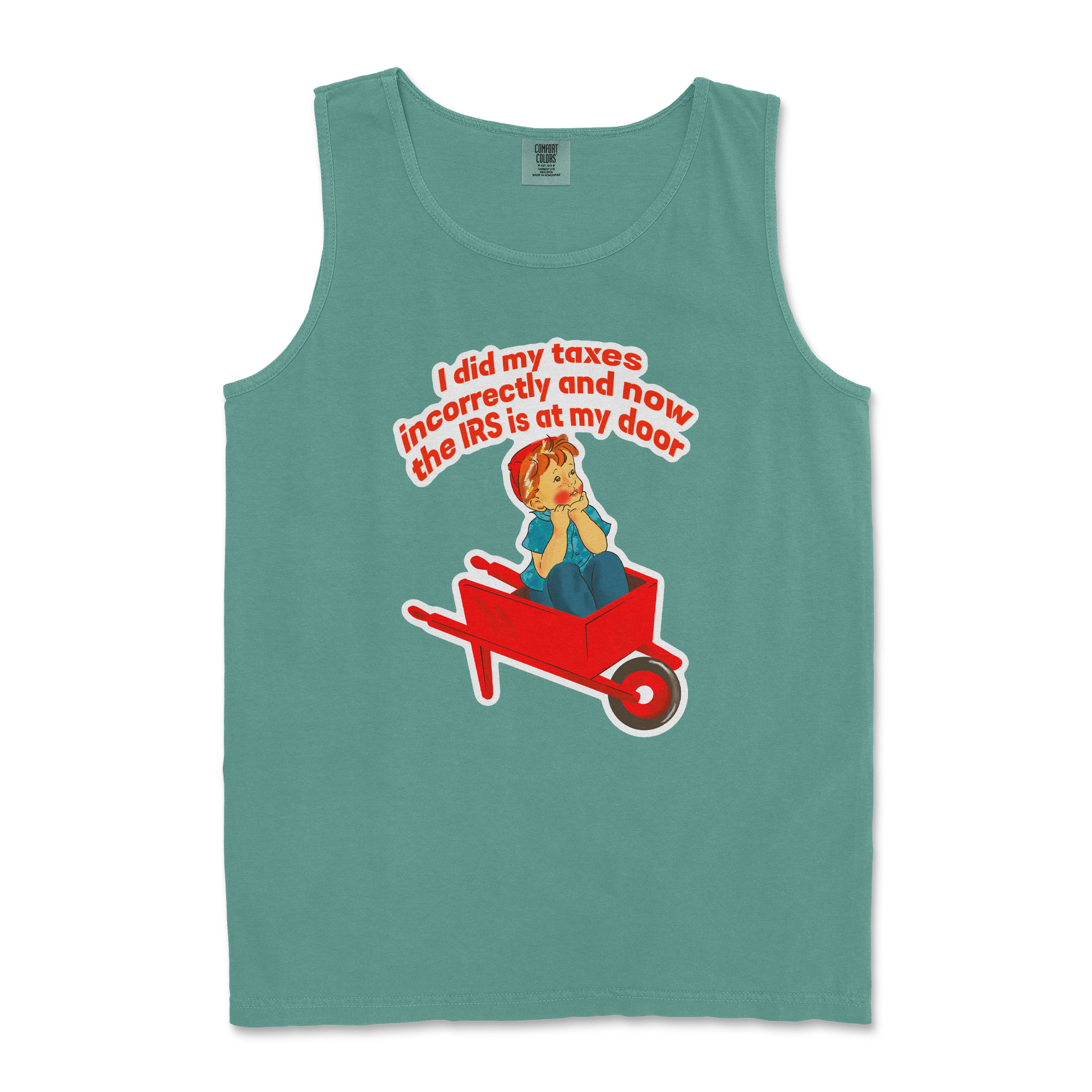 Comfort Colors Tank Top Here Comes the IRS in Light Green