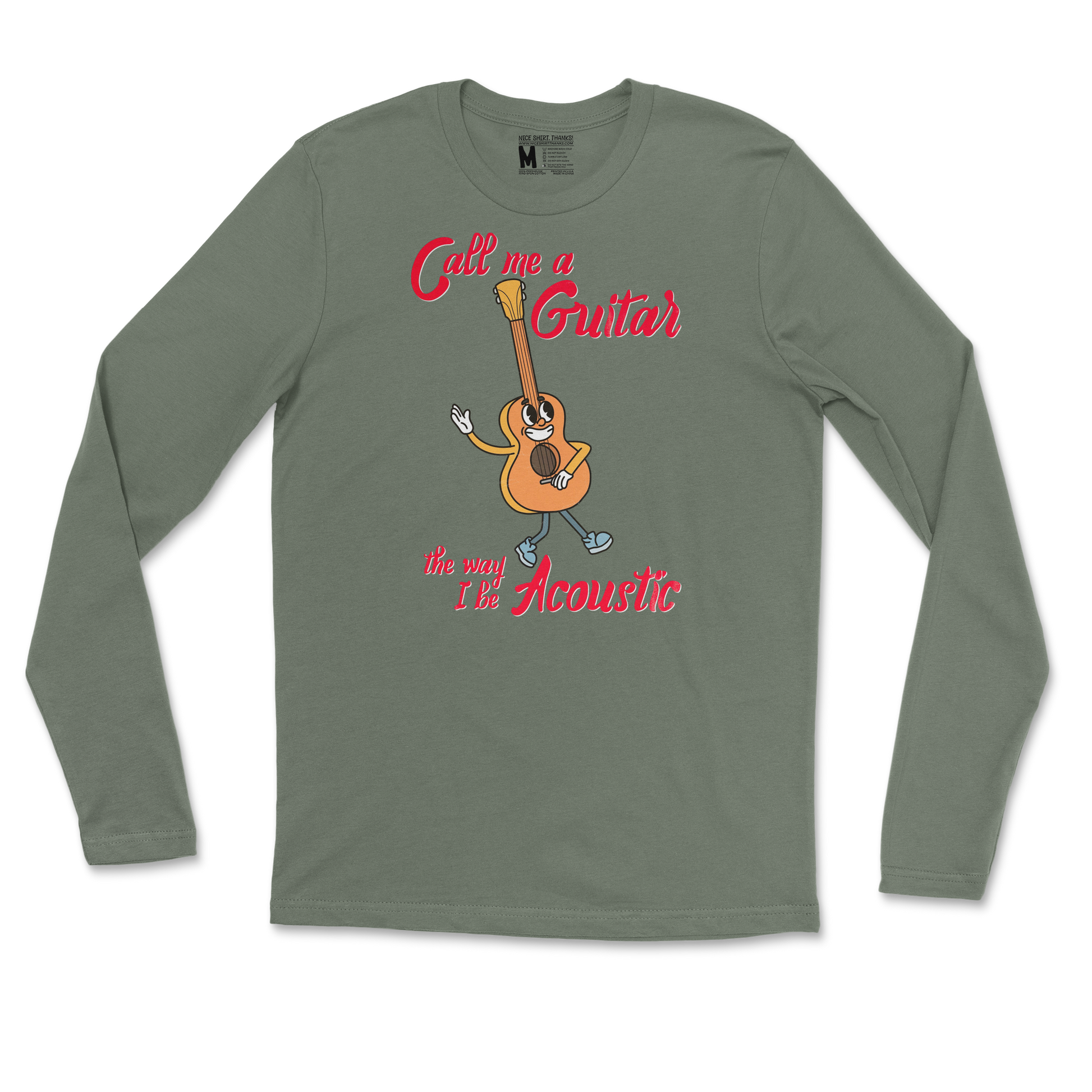 Gildan SoftStyle Long Sleeve I Do Be Acoustic  in Military-Green