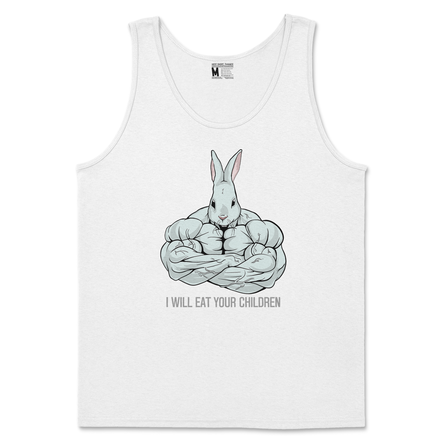 Gildan SoftStyle Tank Top Scary Rabbit in White