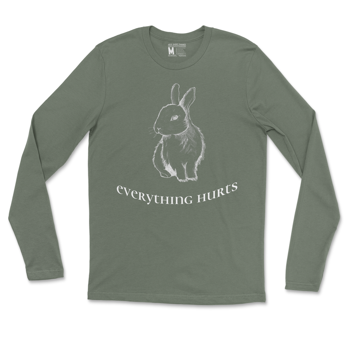 Gildan SoftStyle Long Sleeve Everything Hurts in Military Green
