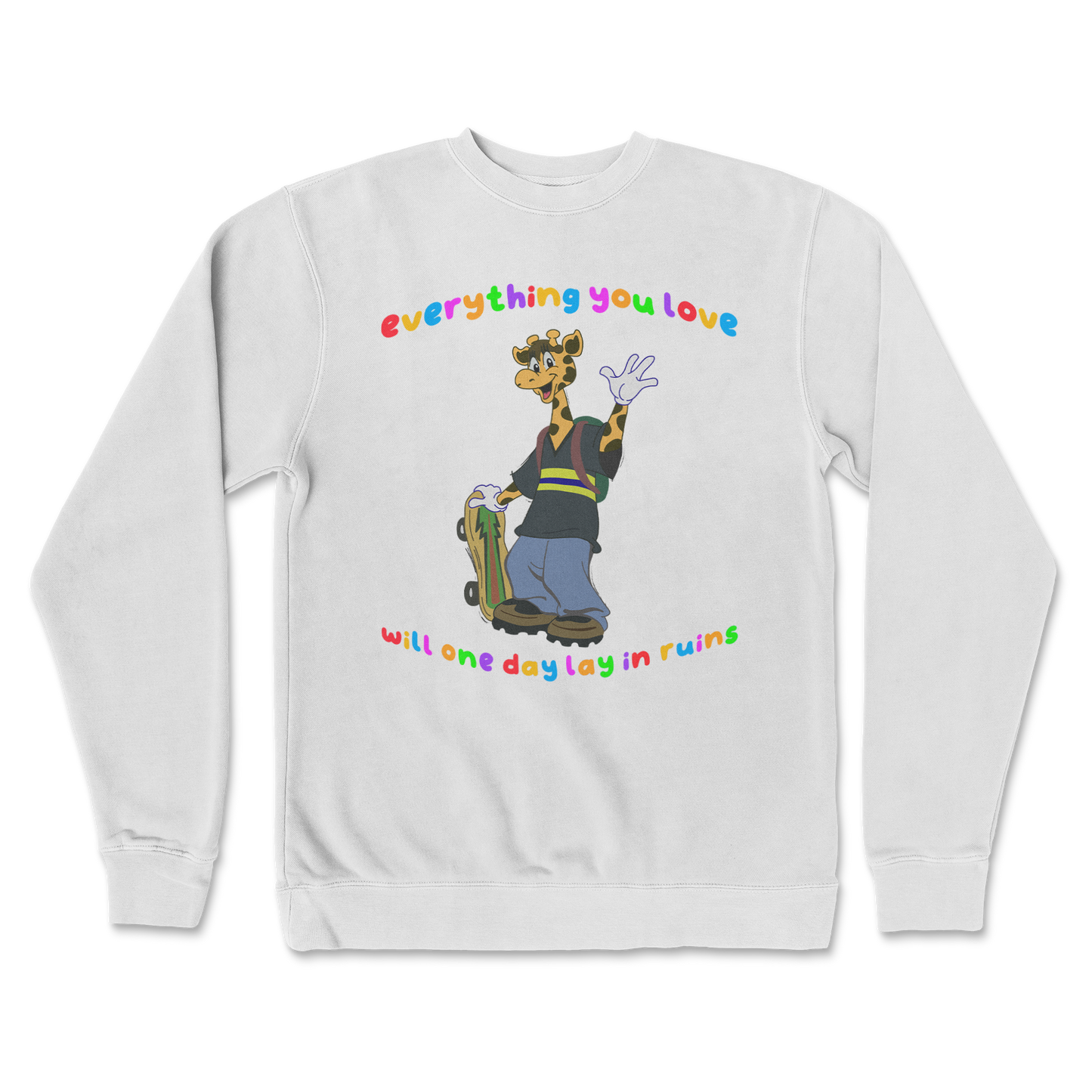Independent Clothing Co. Crew Neck Jerry the Giraffe in White