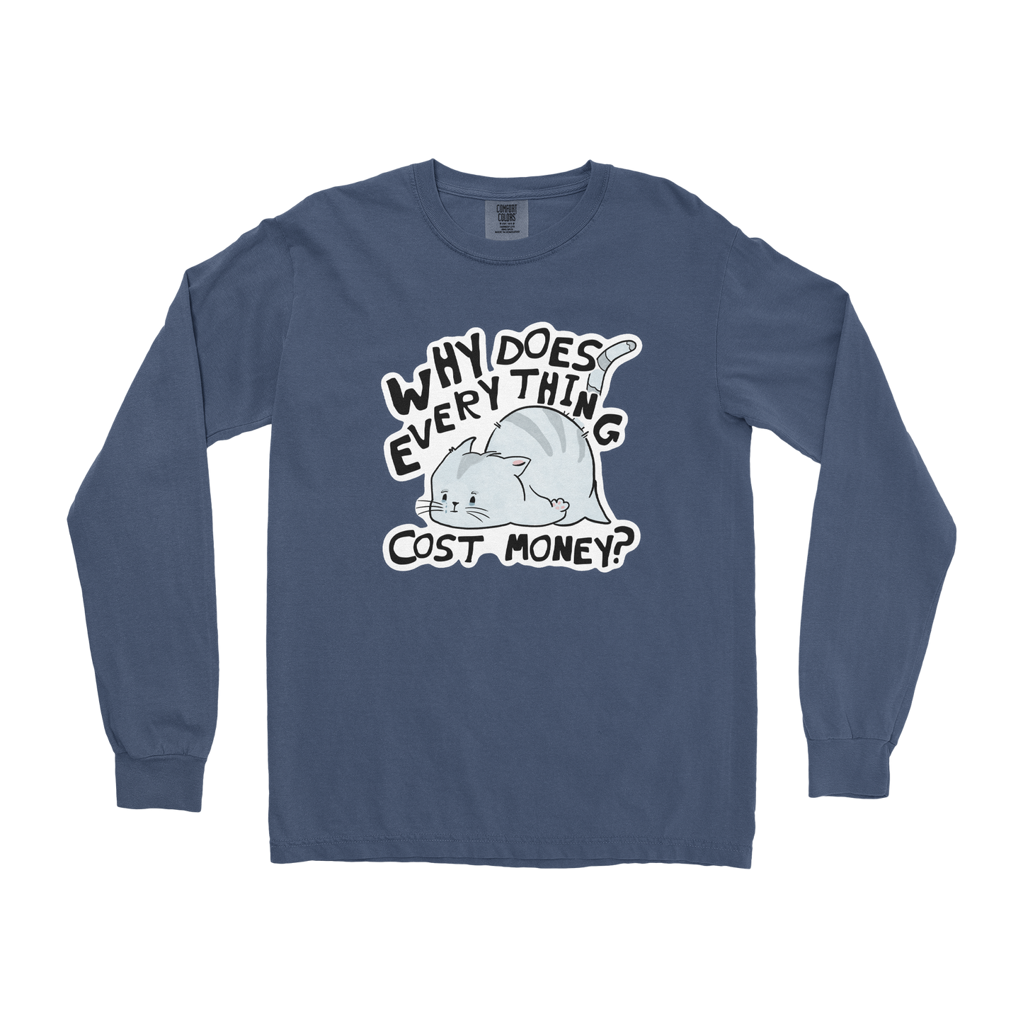 Comfort Colors Long Sleeve Broke Cat in Midnight