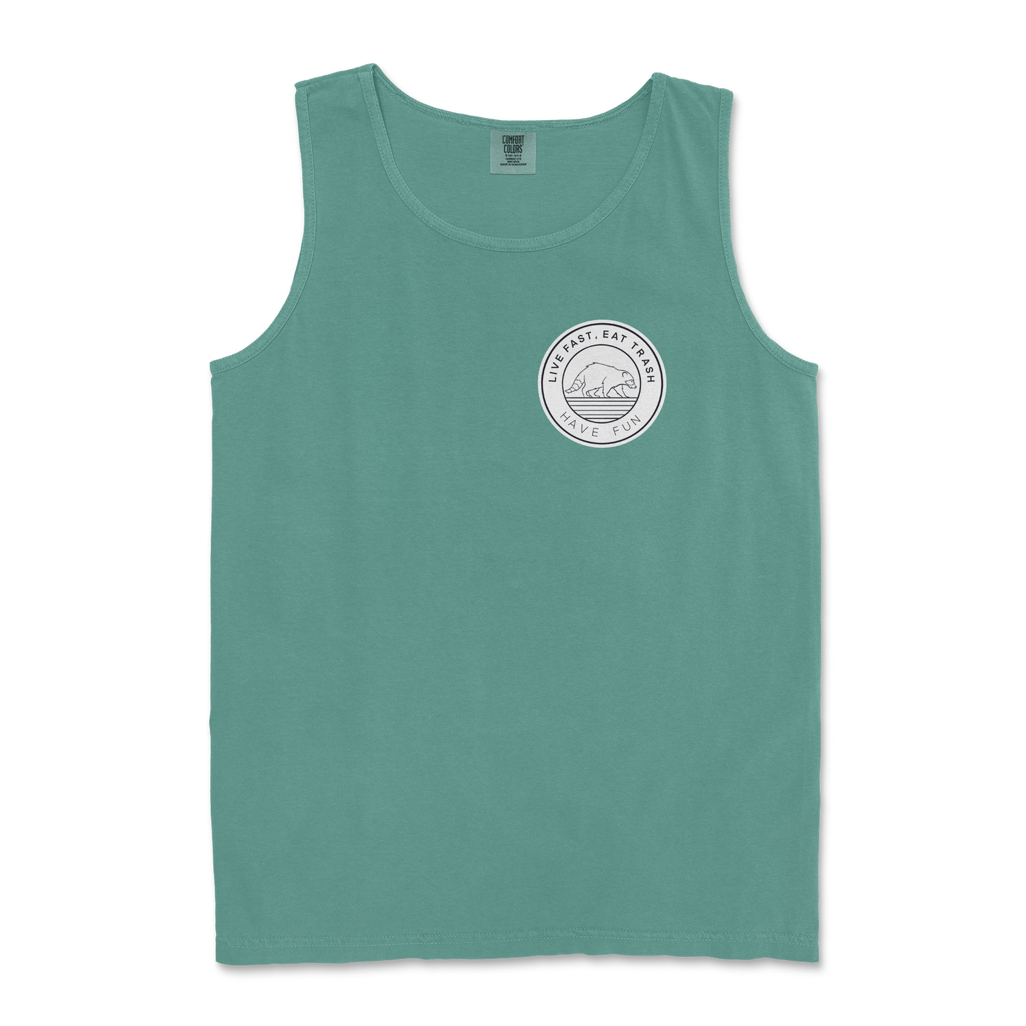 Comfort Colors Tank Top Raccoon Logo  in Light-Green