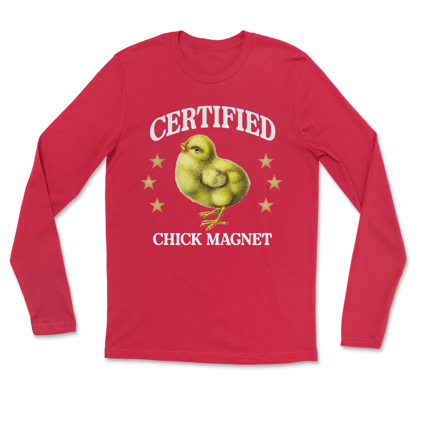 Heavy Blend Long Sleeve Chick Magnet in Red