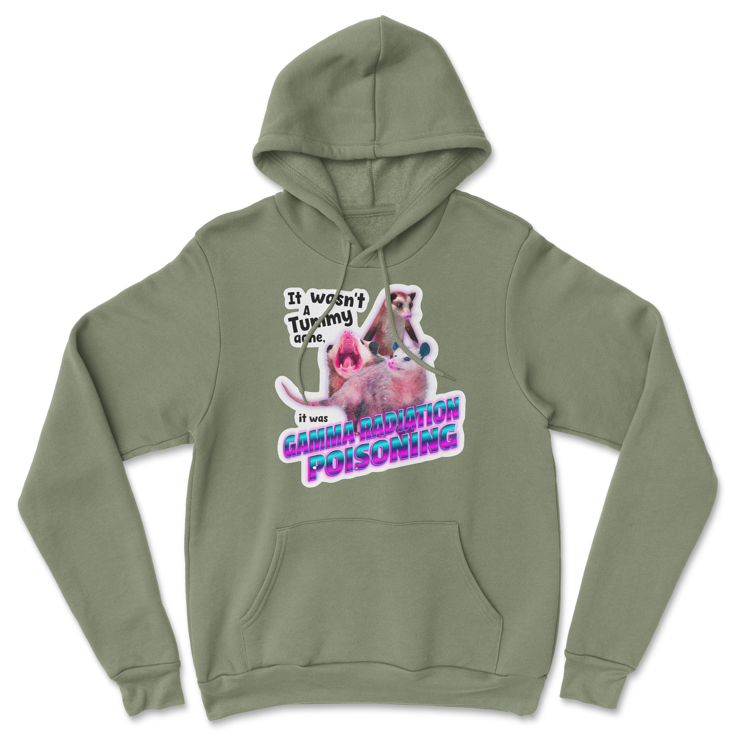 The Nice Shirt Hoodie Possum Radiation in Military-Green