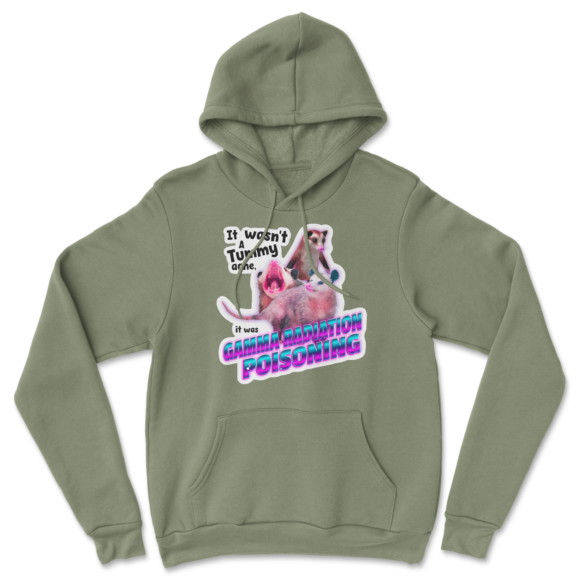 The Nice Shirt Hoodie Possum Radiation  in Military-Green