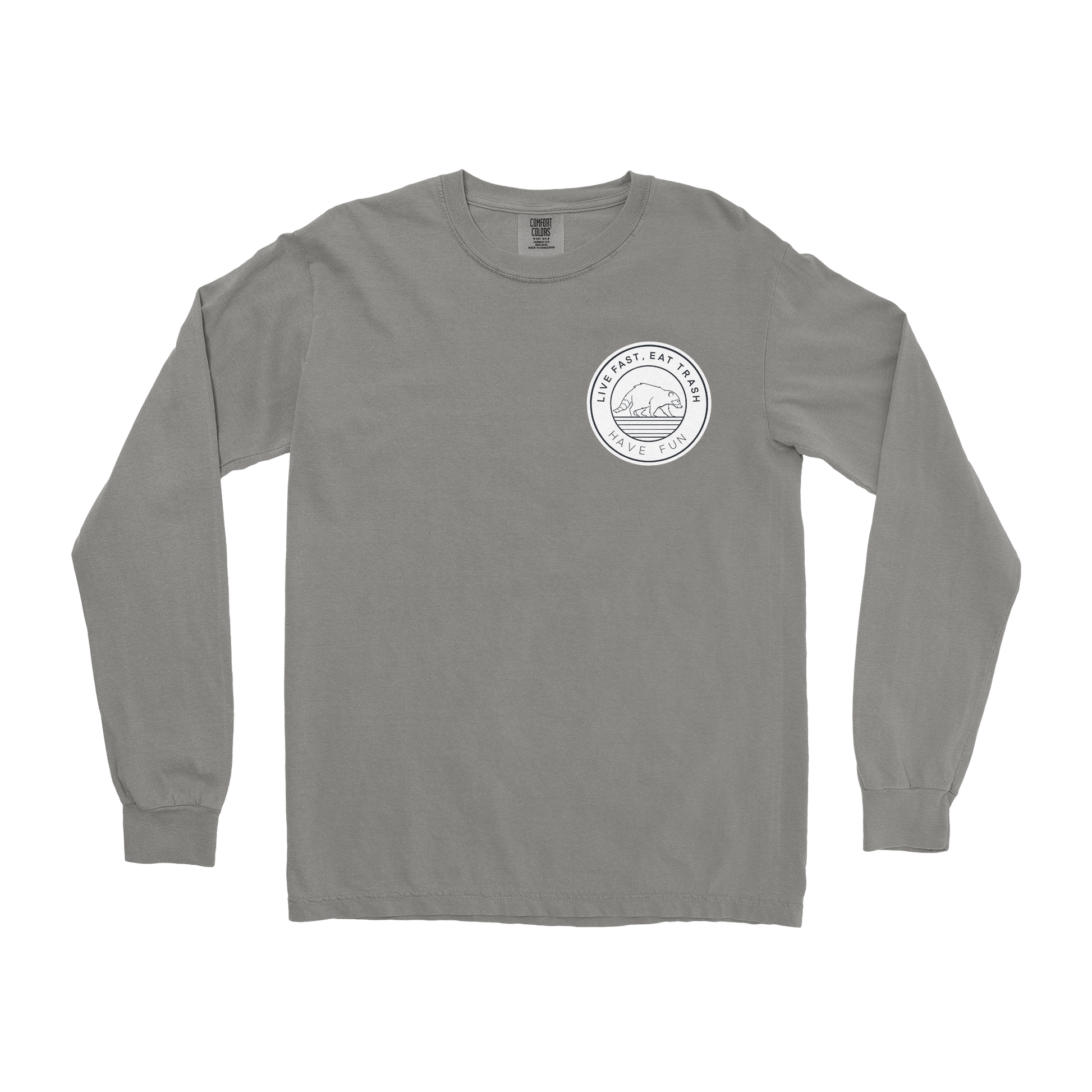 Comfort Colors Long Sleeve Raccoon Logo  in Grey