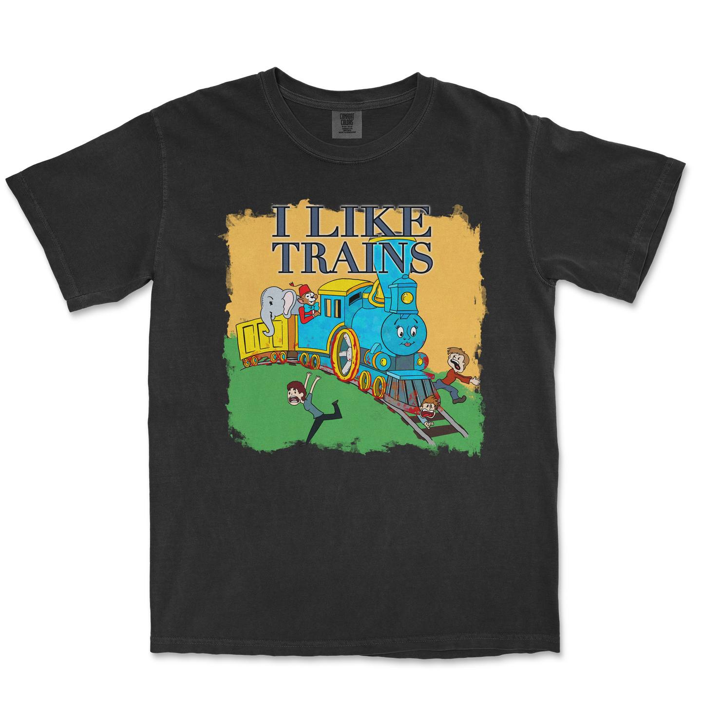 Comfort Colors T-Shirt I Like Trains in Black