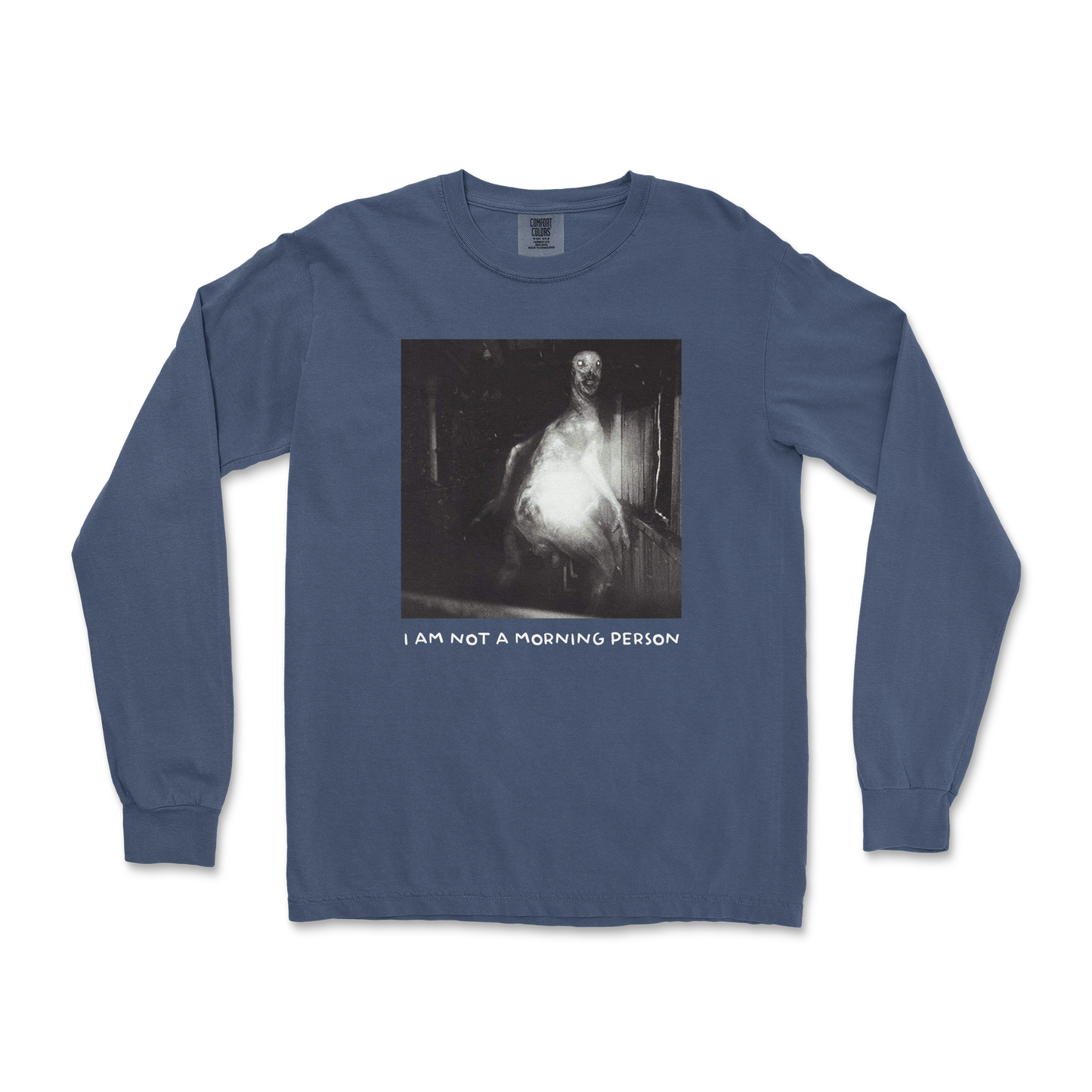Comfort Colors Long Sleeve Not A Morning Person in Midnight