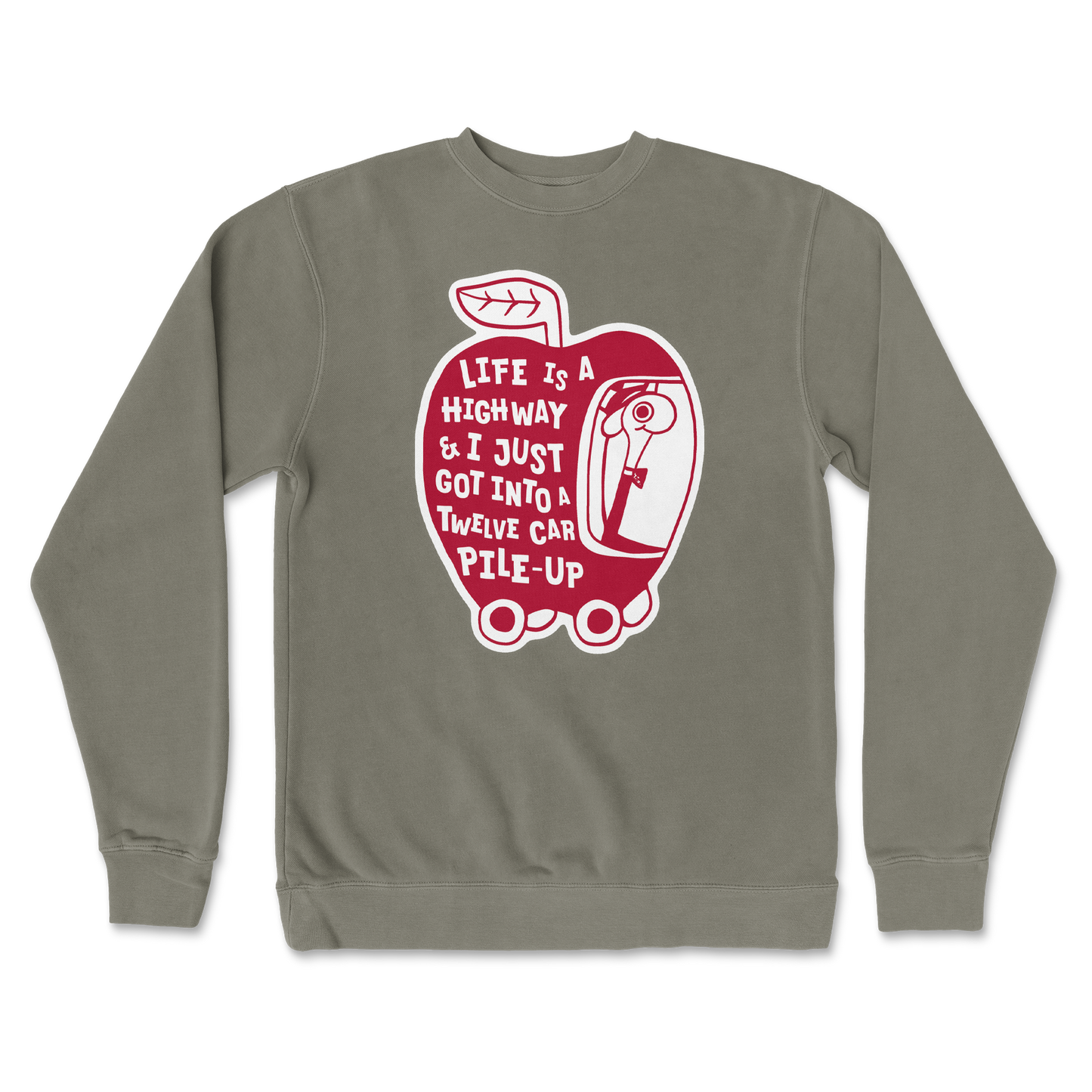 Independent Clothing Co. Crew Neck Life Is A Highway in Army