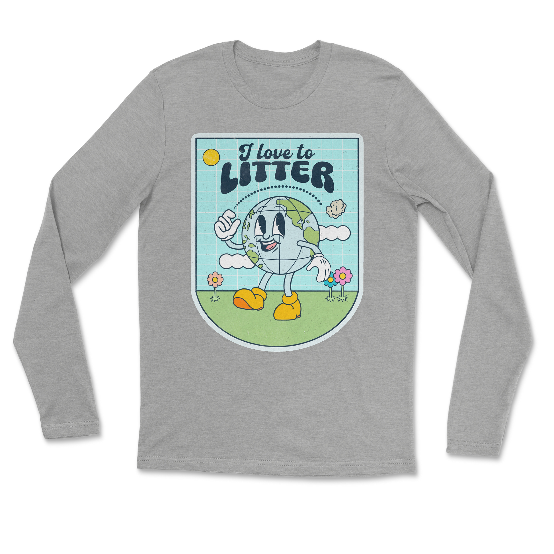 Heavy Blend Long Sleeve Earth Day in Grey Heather