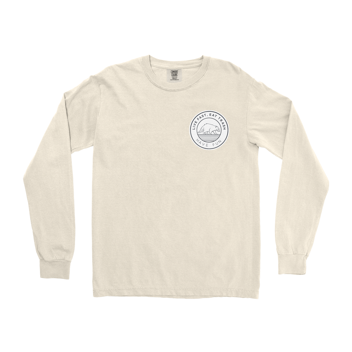 Comfort Colors Long Sleeve Raccoon Logo  in Ivory