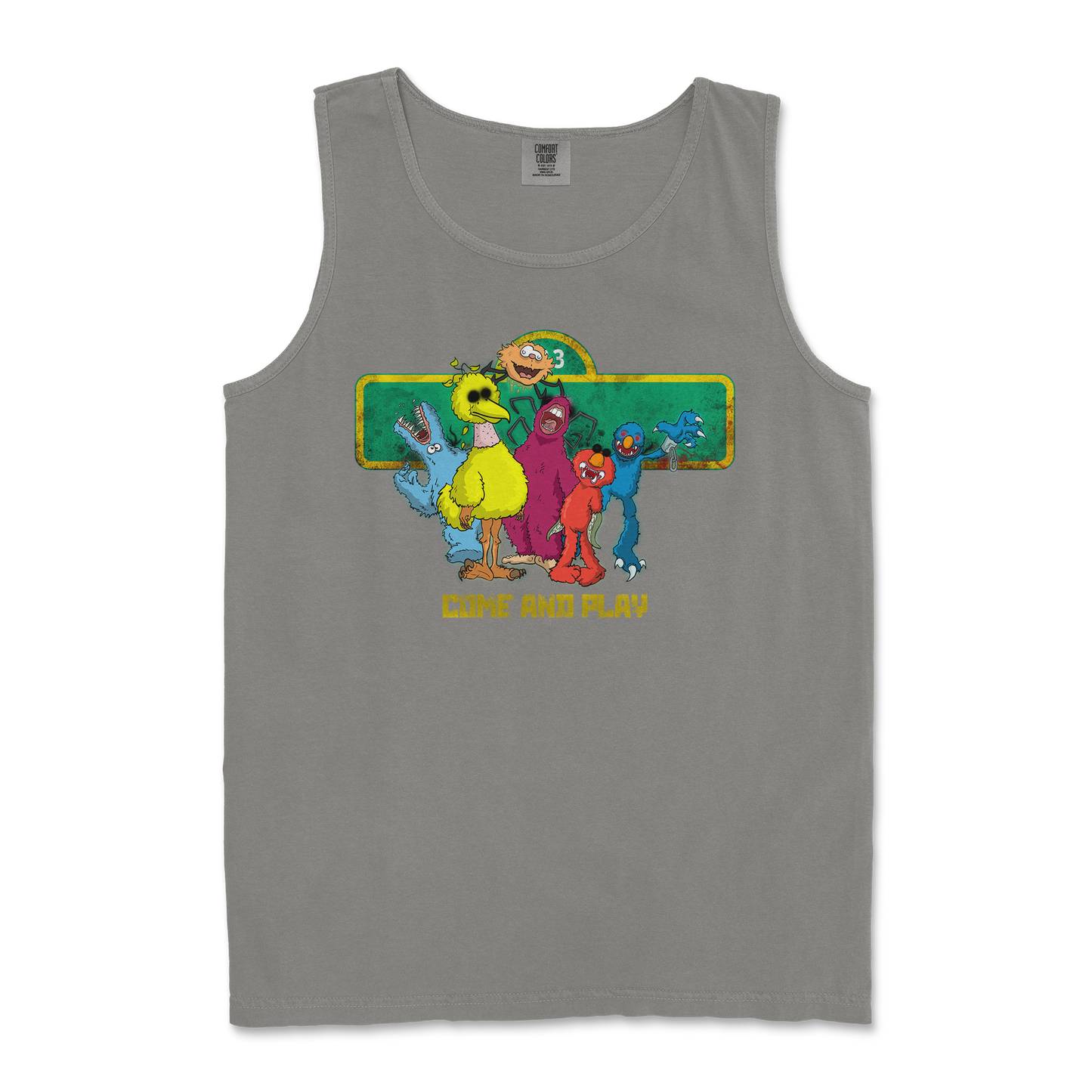 Comfort Colors Tank Top Cursed Sesame Street in Grey