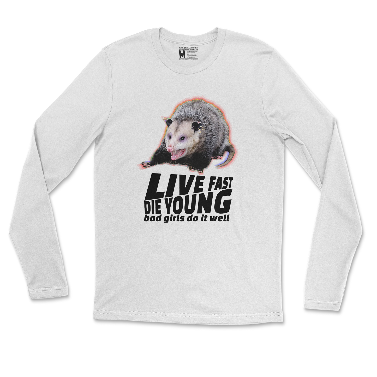 Gildan SoftStyle Long Sleeve Live Fast Die Young in White