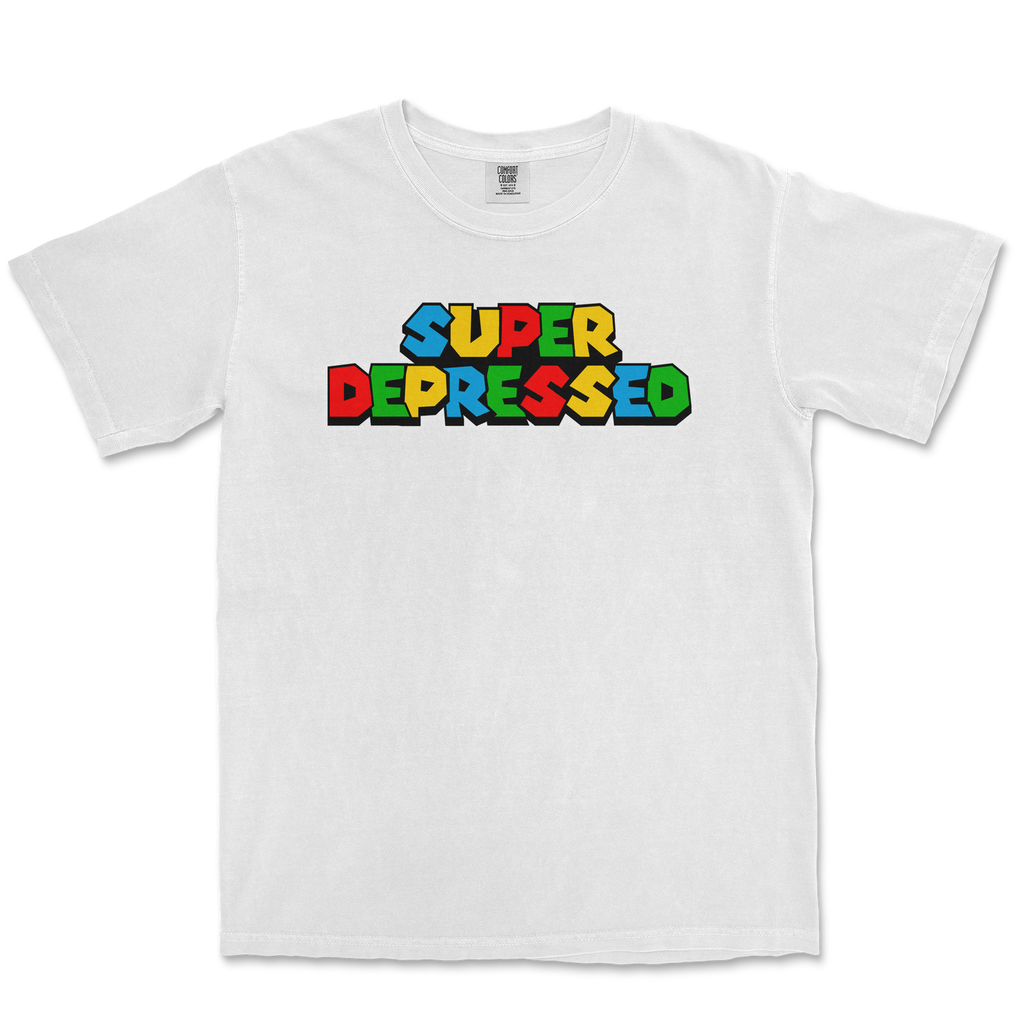 Comfort Colors T-Shirt Super Depressed in White