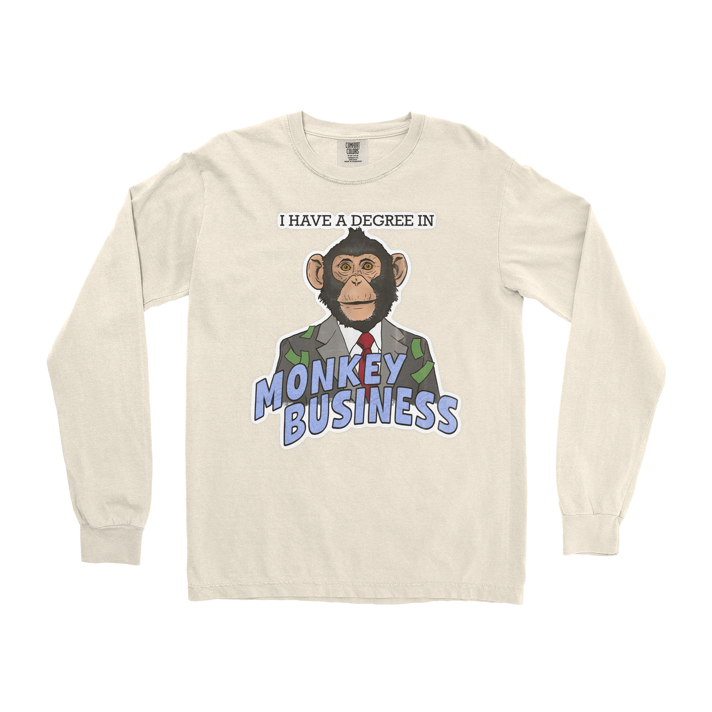 Comfort Colors Long Sleeve Monkey Business in Ivory
