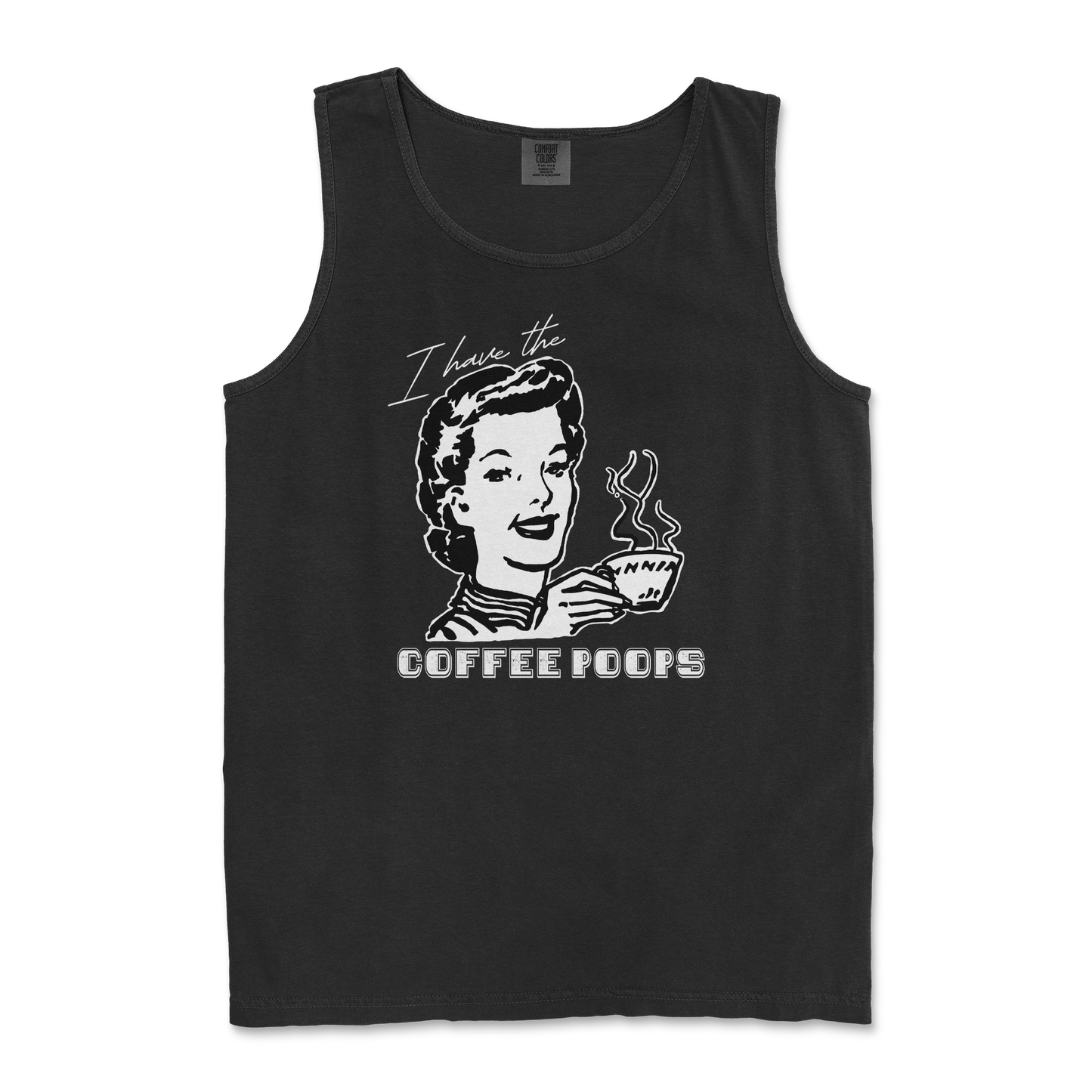 Comfort Colors Tank Top Coffee Poops in Black
