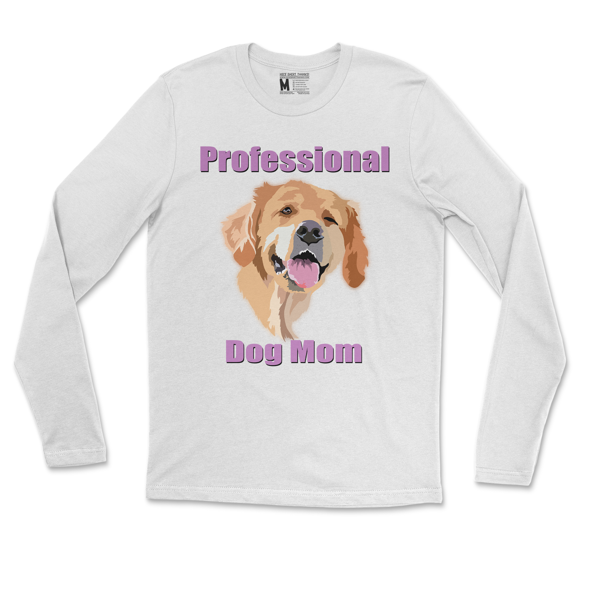 Gildan SoftStyle Long Sleeve Dog Mom in White