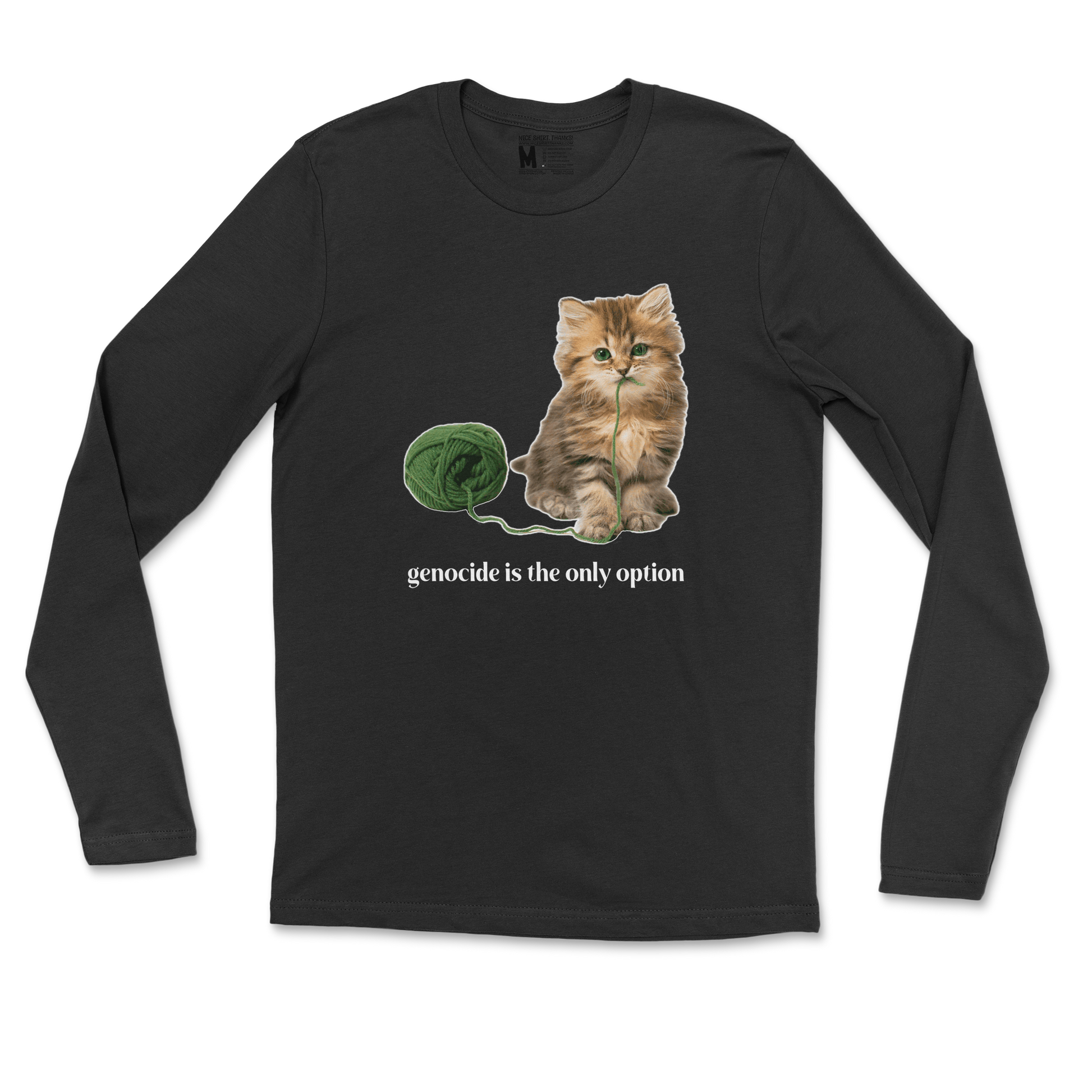 Gildan SoftStyle Long Sleeve Genocide Kitty  in Black