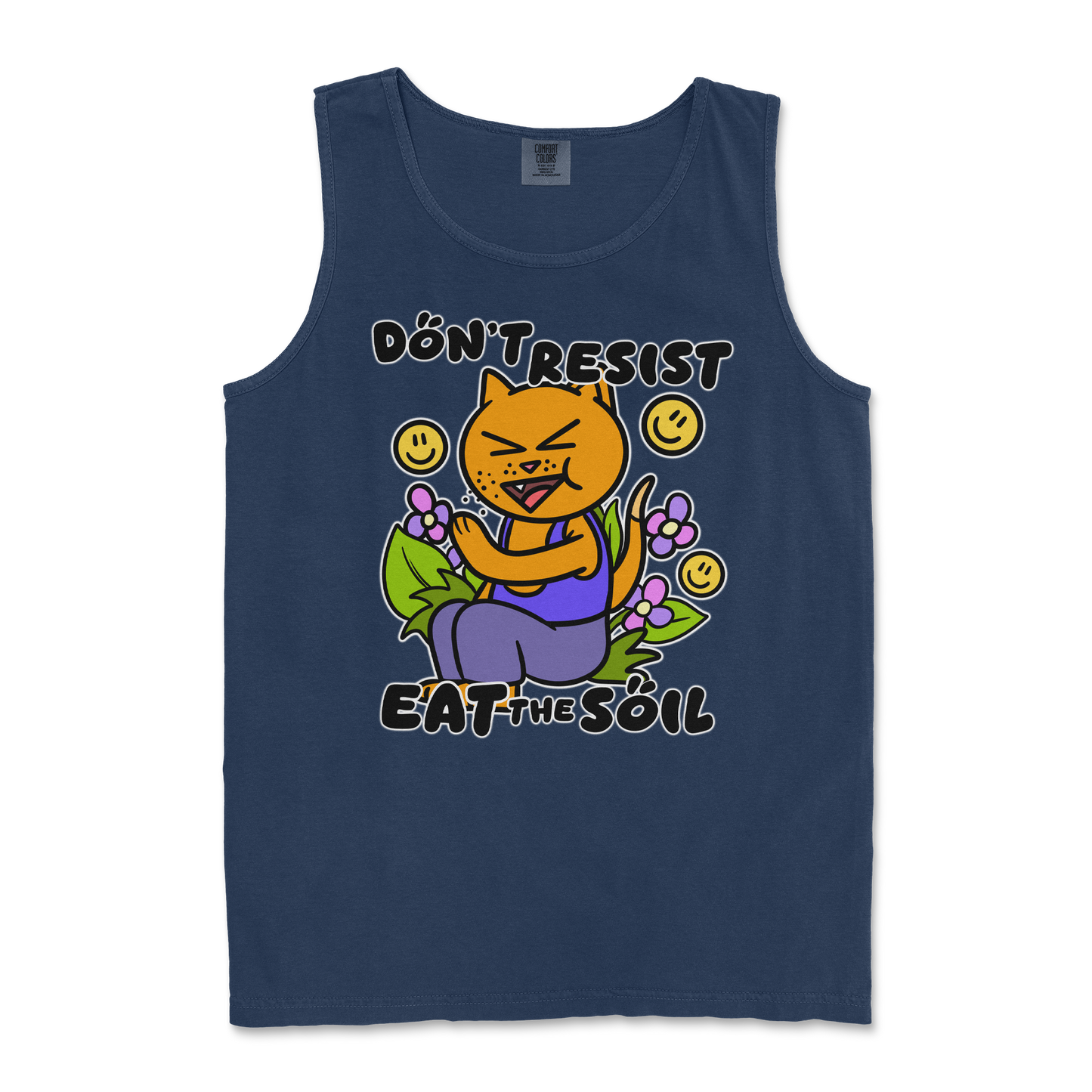 Comfort Colors Tank Top Eat The Soil in True-Navy
