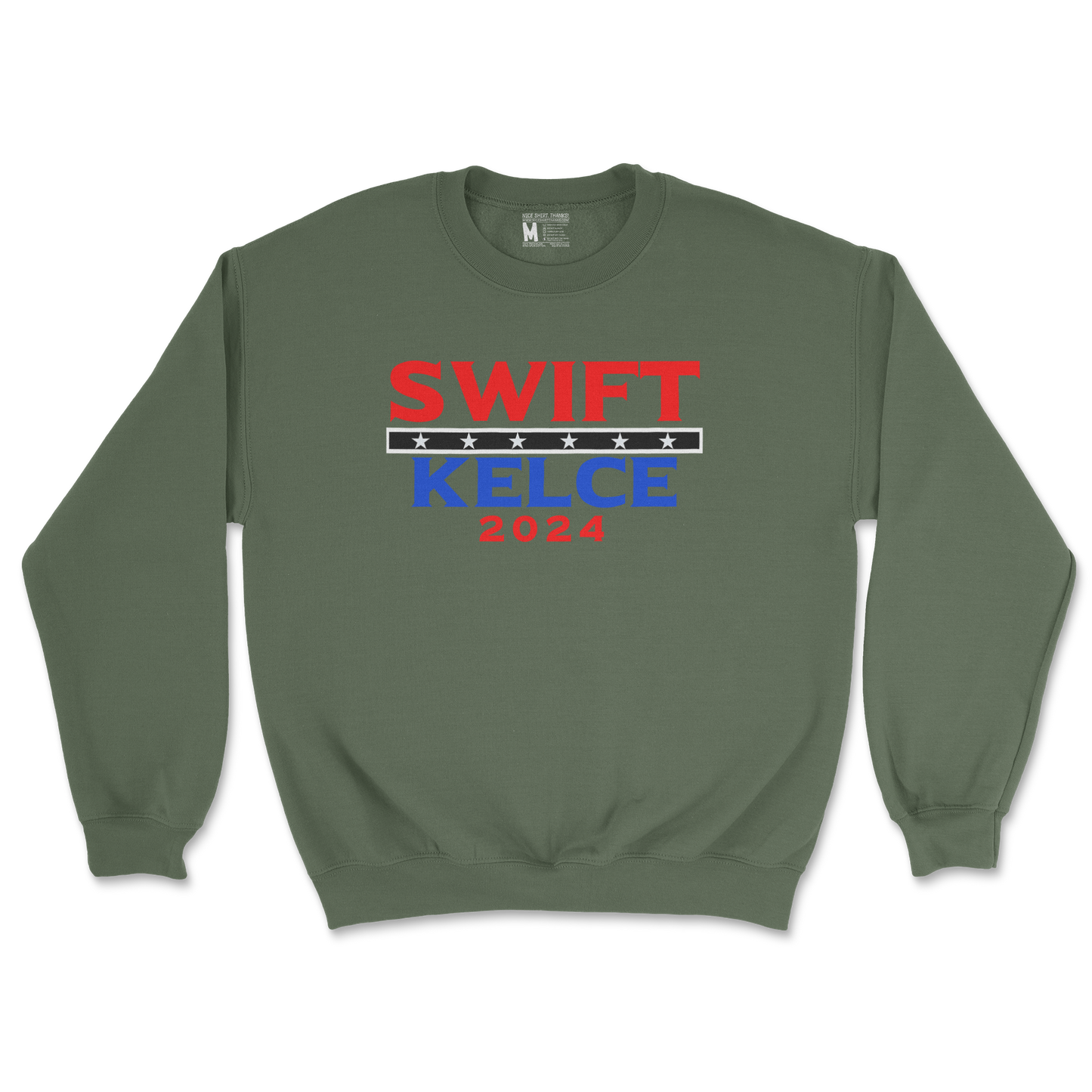 Gildan SoftStyle Crew Neck Swift Kelce 2024 in Military Green