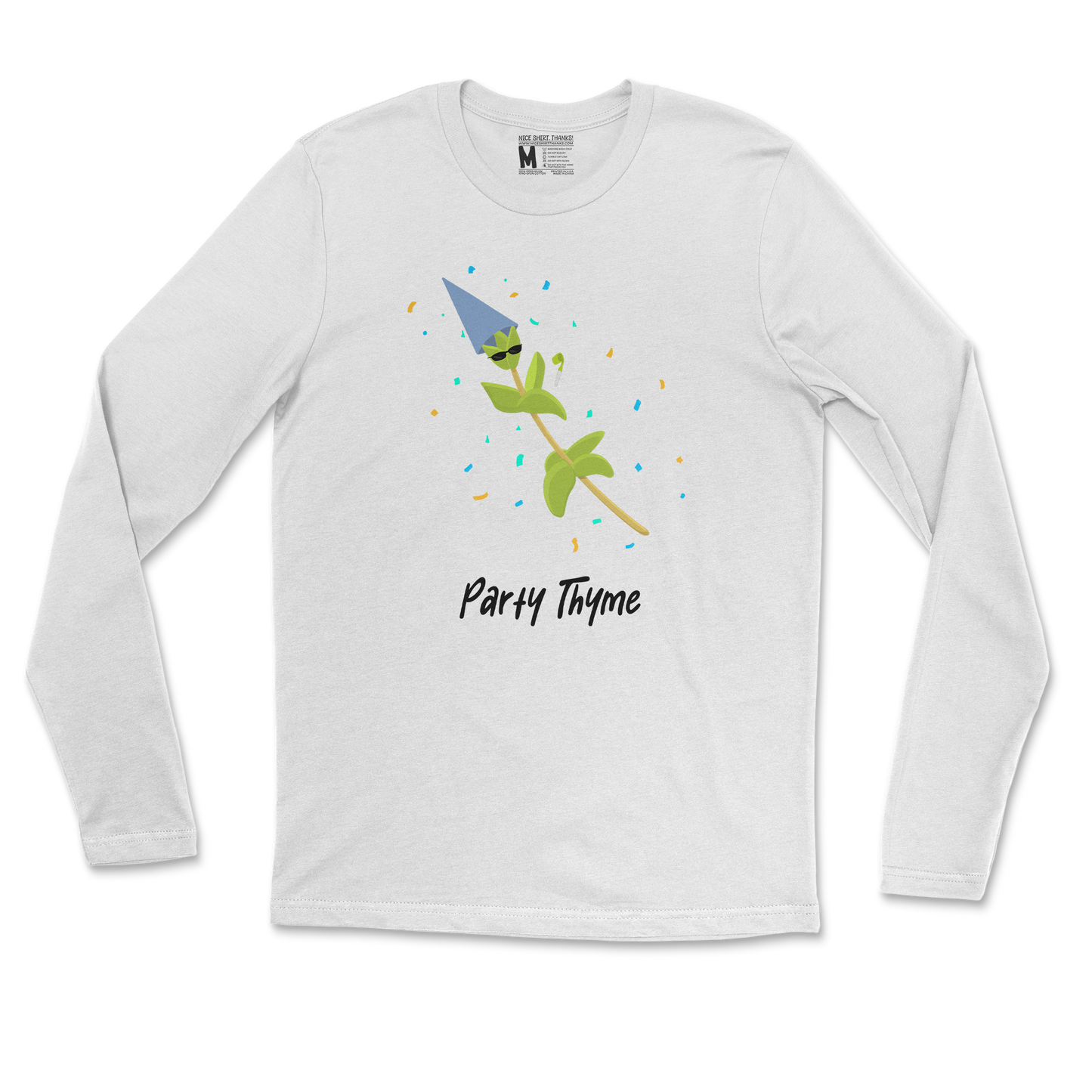 Gildan SoftStyle Long Sleeve Party Thyme in White
