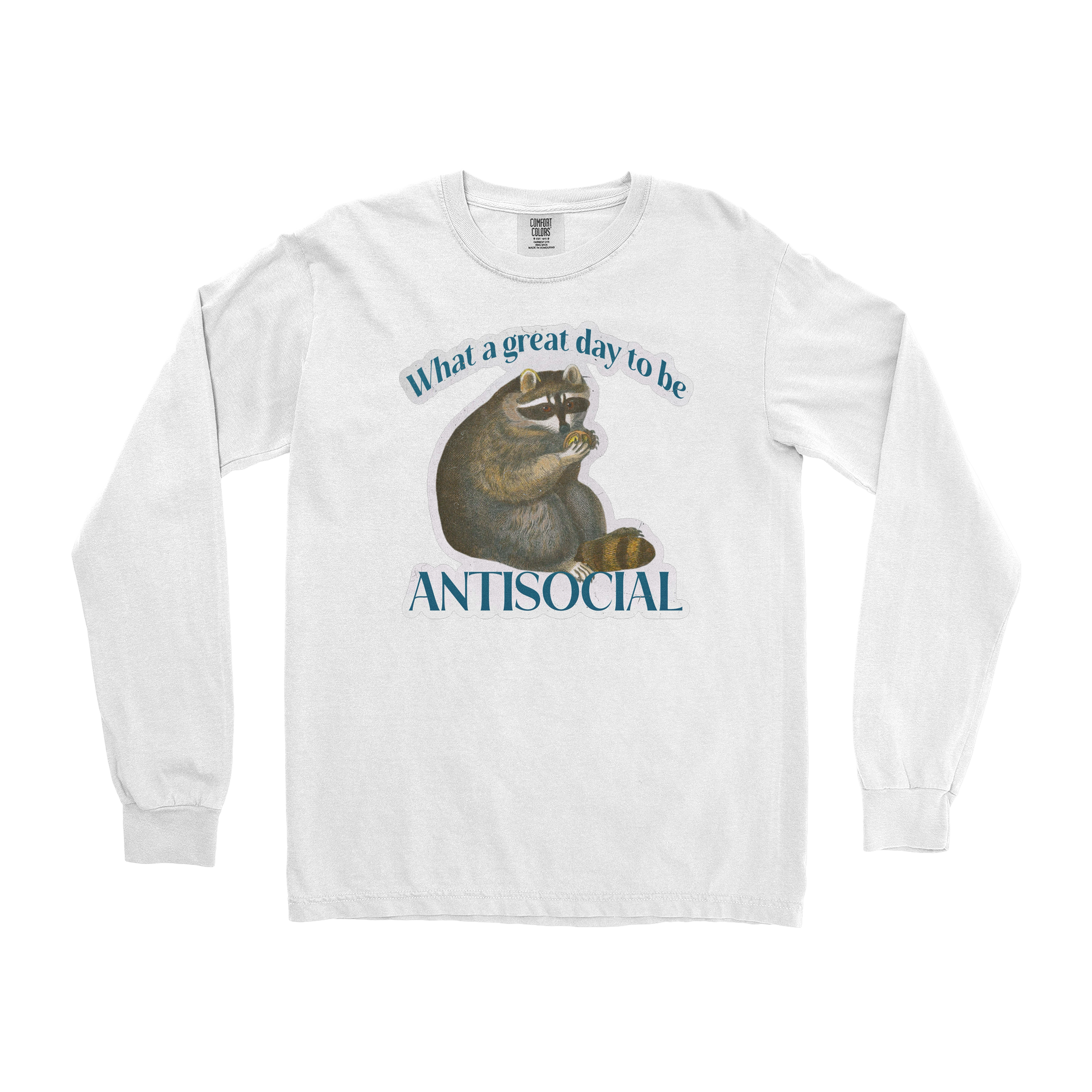 Comfort Colors Long Sleeve Antisocial in White