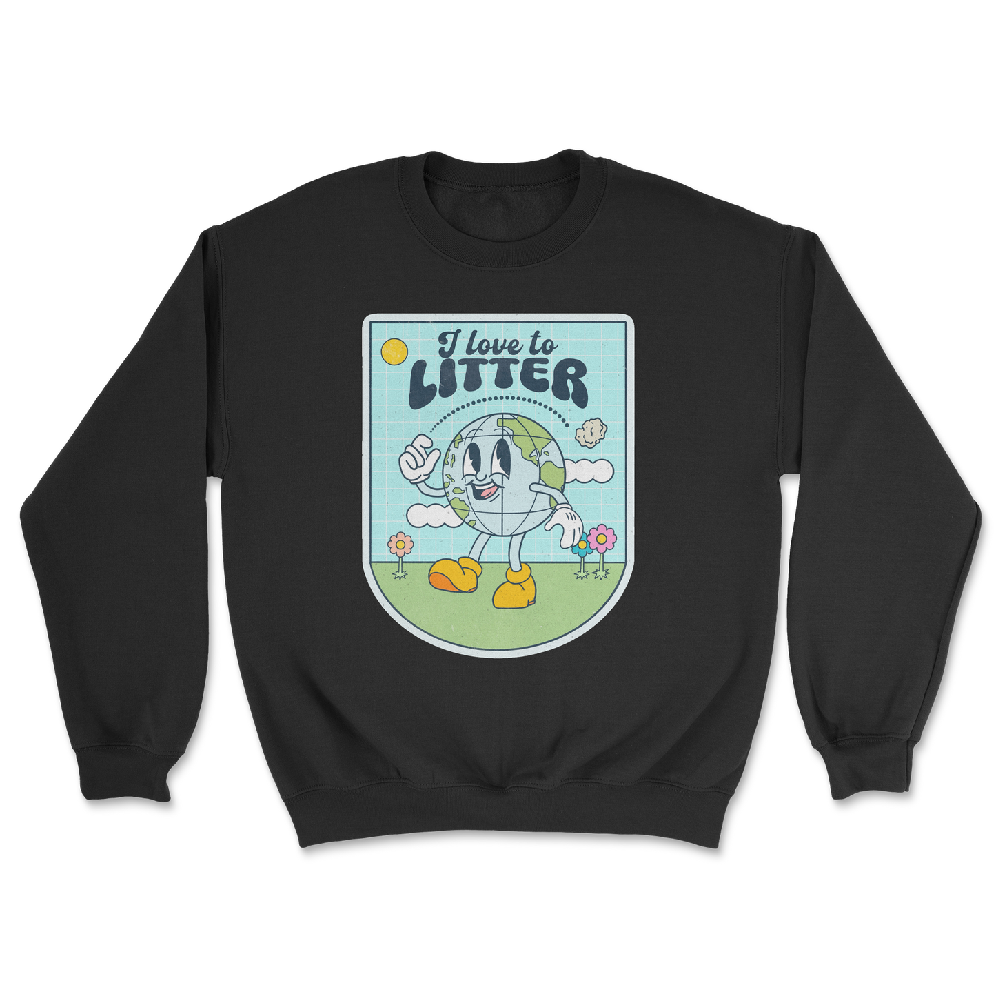Heavy Blend Crew Neck Earth Day in Black